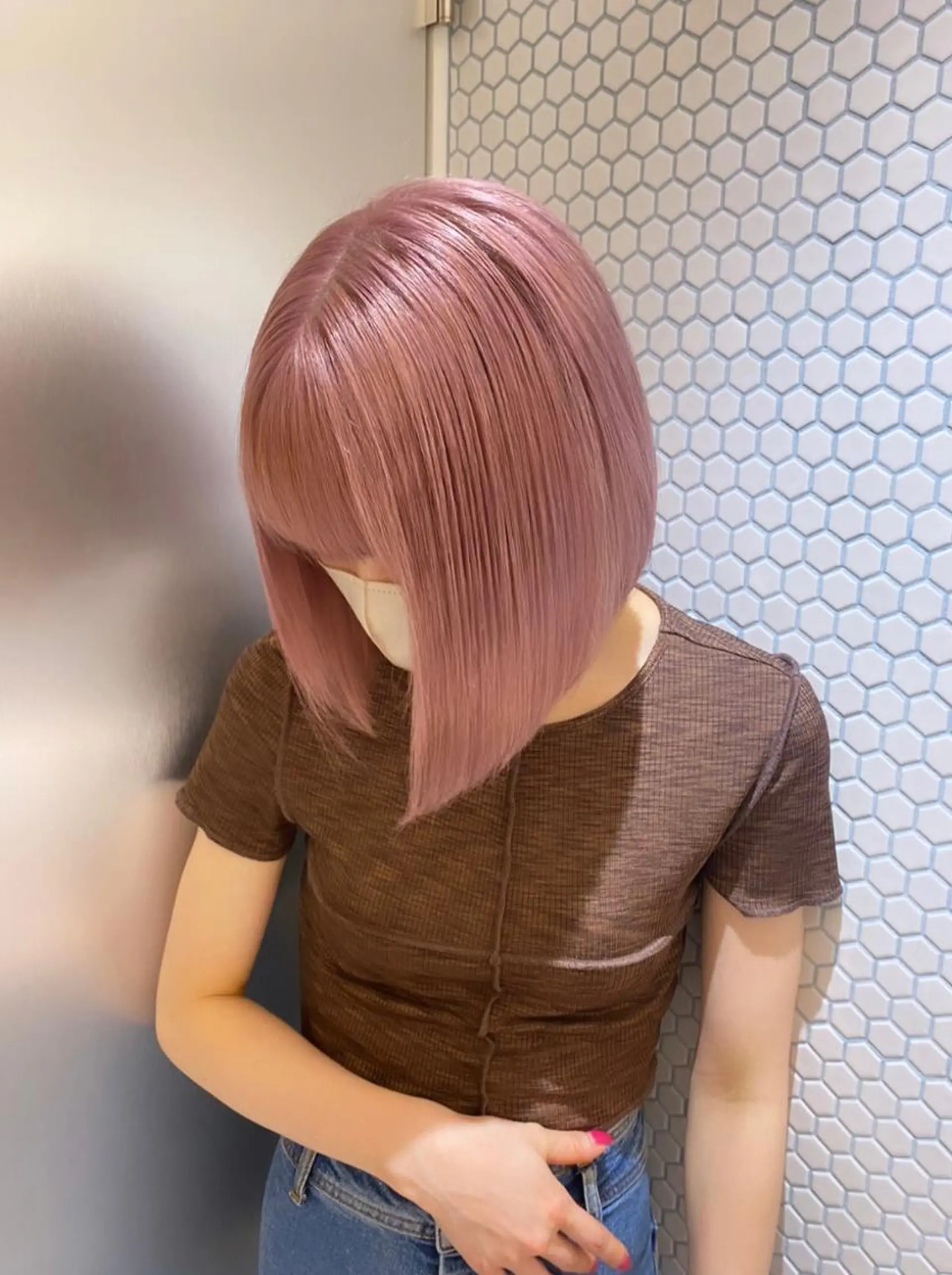 ショート カラー ベージュカラー ハイトーンカラー ピンクカラー ピンクベージュ soigné所属・カットモデル募集 /RIO🩰のヘアスタイル