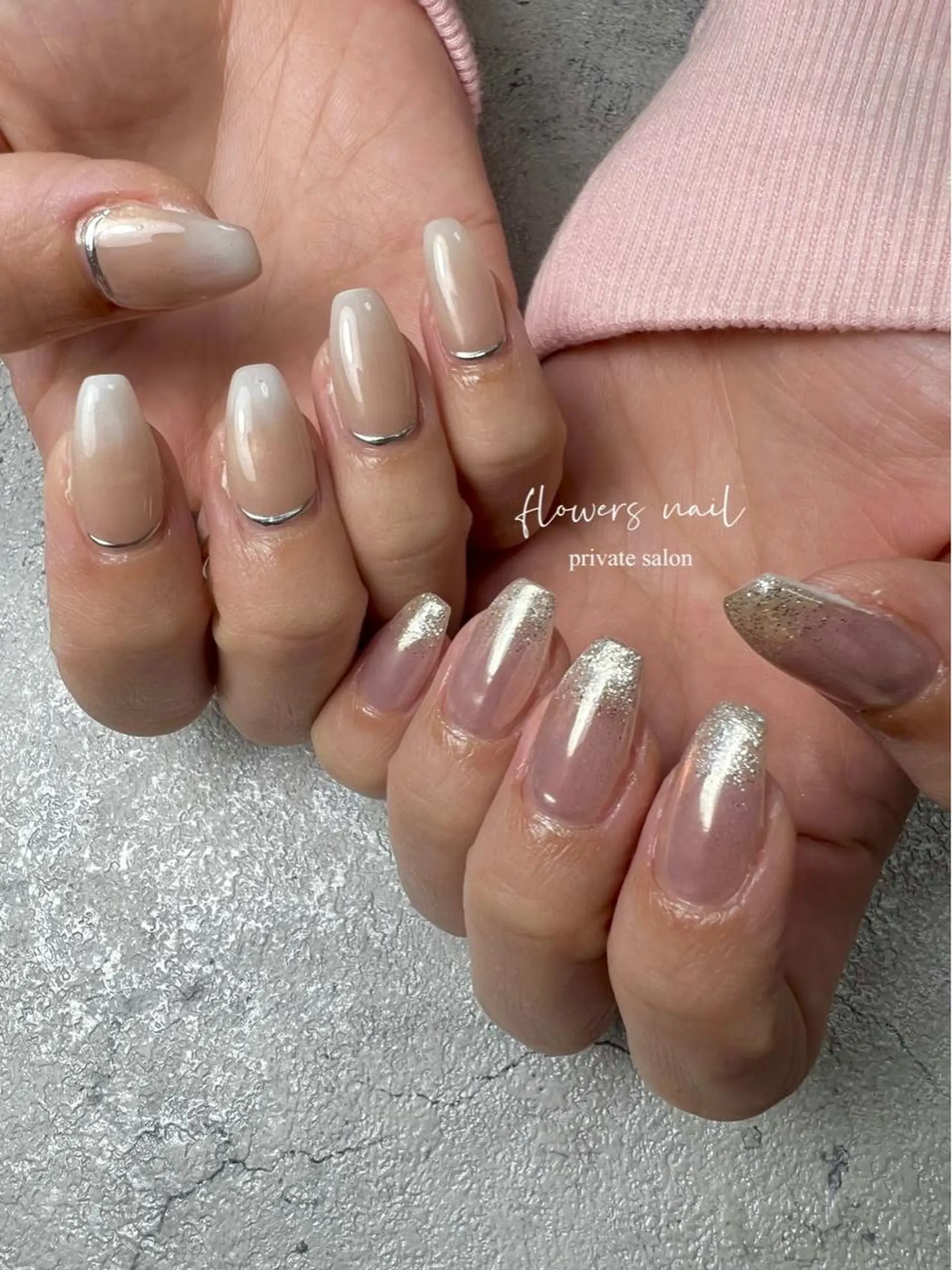 ネイル ジェルネイル グラデーション 持ち込み オフィスネイル パラジェル flowers nailのネイルデザイン
