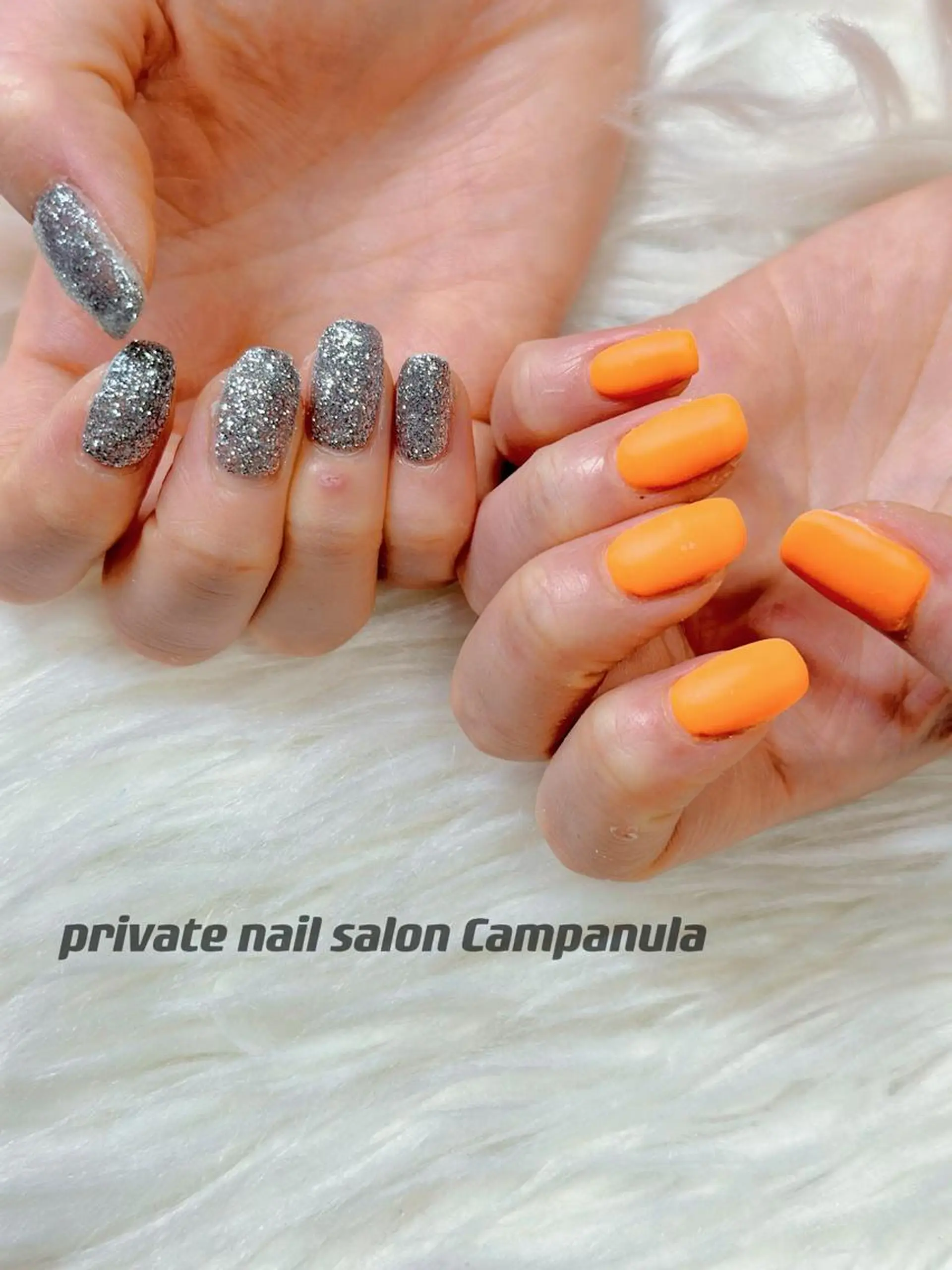 ネイル ラメ(グリッター) マットネイル ワンカラーネイル ネイルケアサロン Campanulaのネイルデザイン
