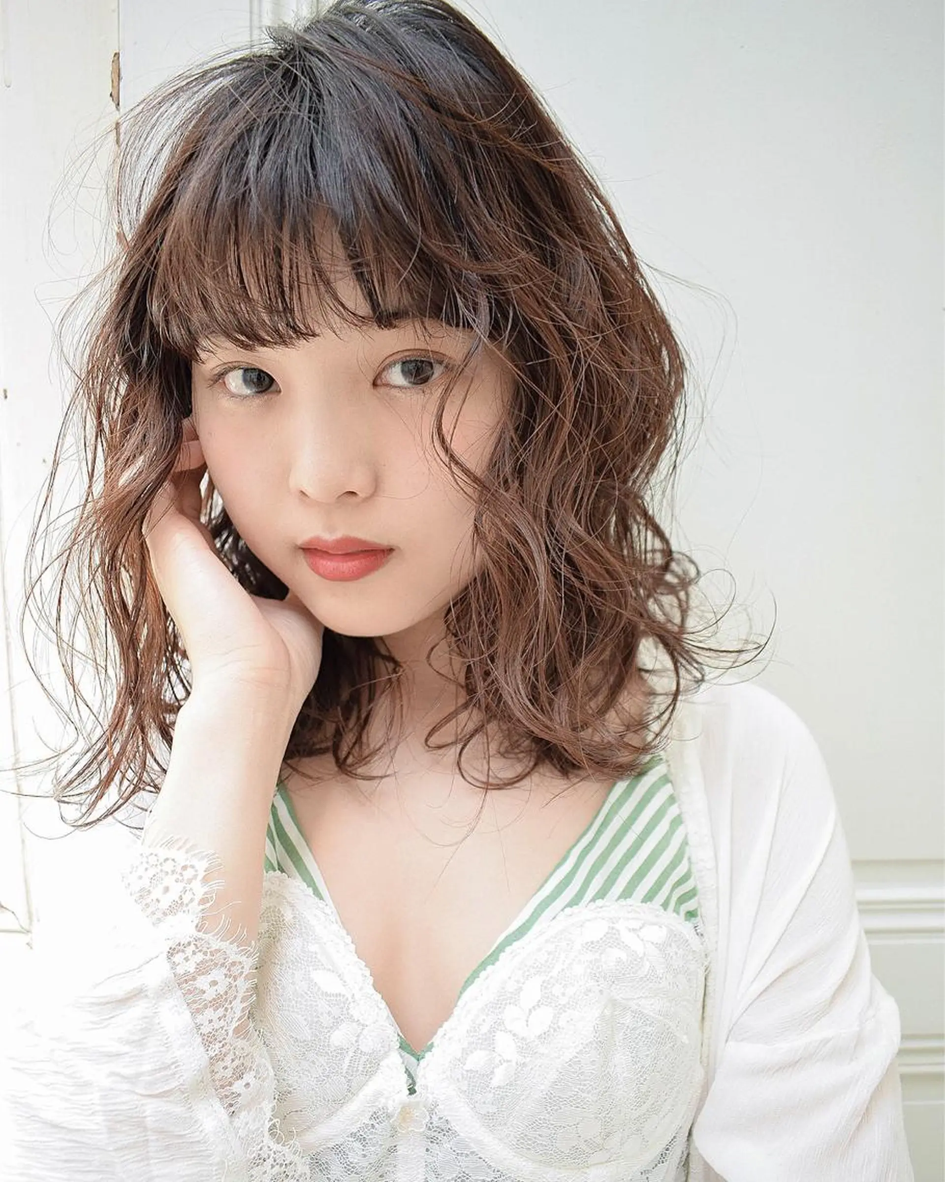 ミディアム カラー パーマ ミディアムパーマ ヘアカラー トリートメント ニシダヒカリ🌙 髪質改善×似合わせのヘアスタイル