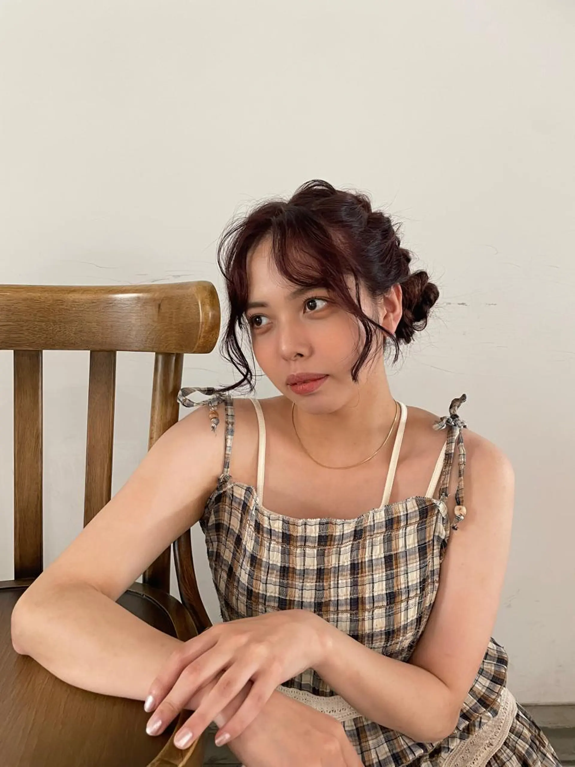 ロング カラー ヘアアレンジ お団子ヘア ユウナ🎀レイヤー/ 暖色カラーのヘアスタイル