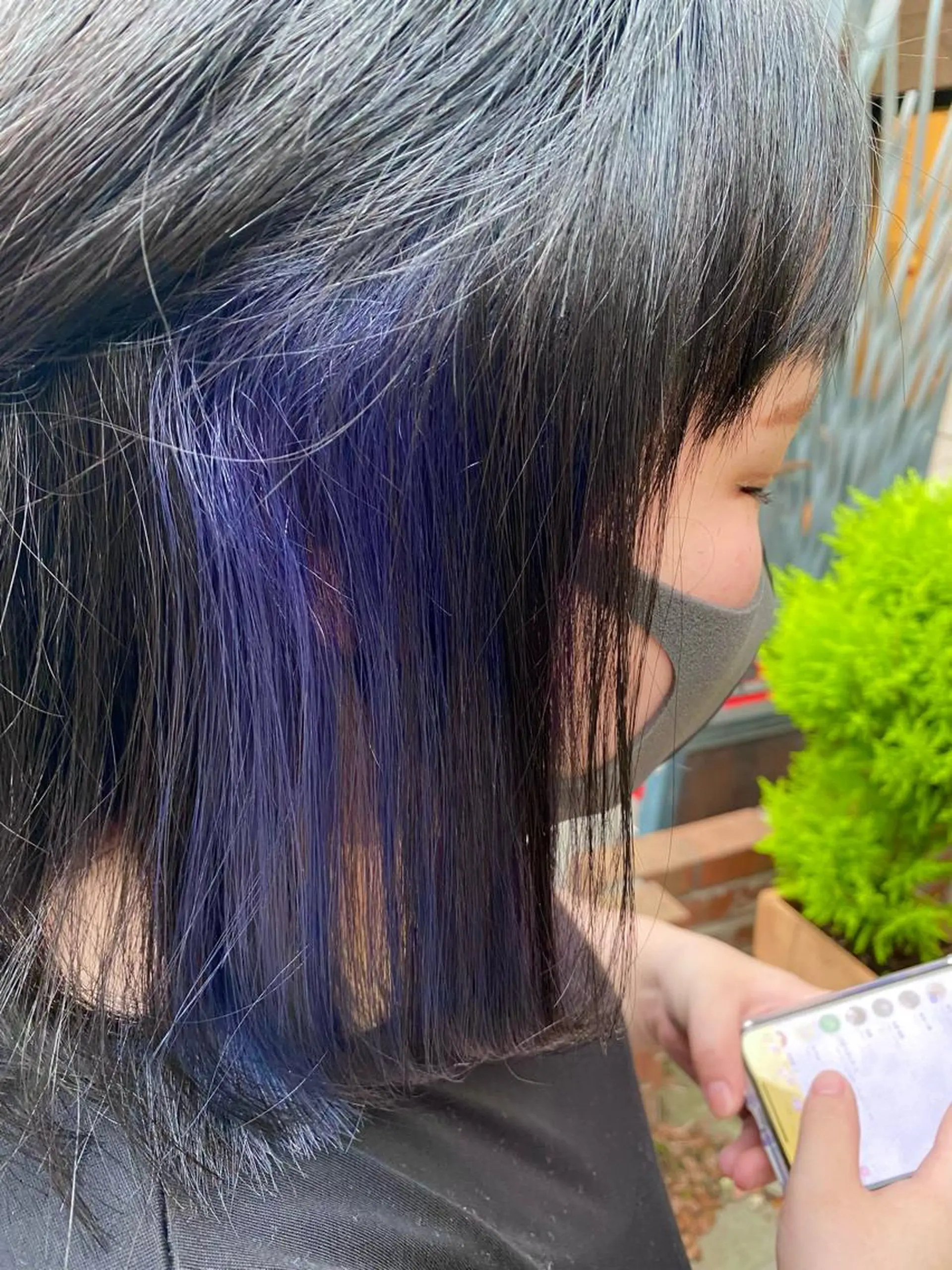ミディアム カラー ブルーカラー イヤリングカラー バイオレットカラー カット ヘアカラー トリートメント ケアカラーリスト✂️ SHIAN   フジのヘアスタイル