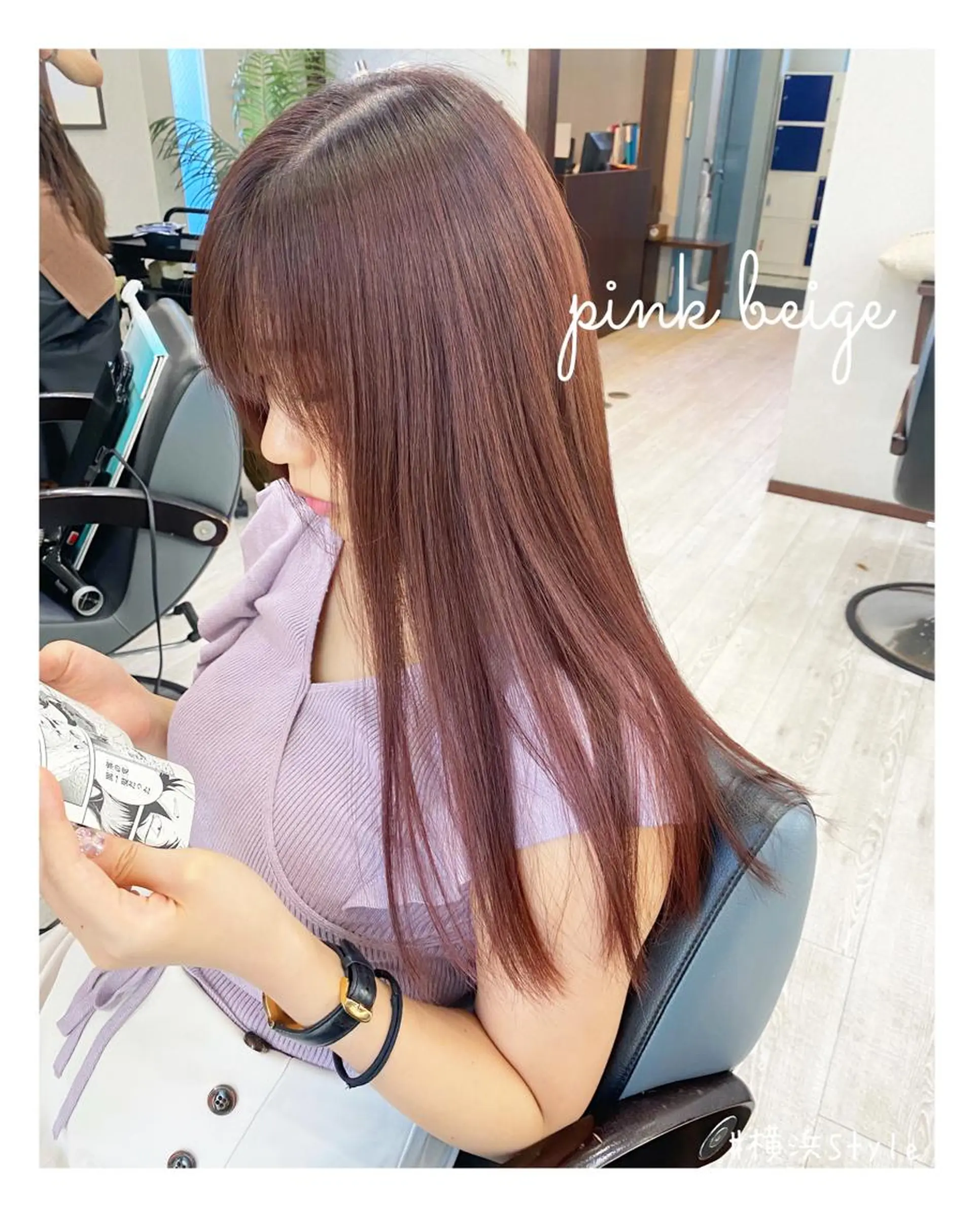 セミロング カラー ベージュカラー ピンクカラー ピンクベージュ ヘアカラー トリートメント cocoru所属・＊横浜駅＊ 金子 誠也のヘアスタイル