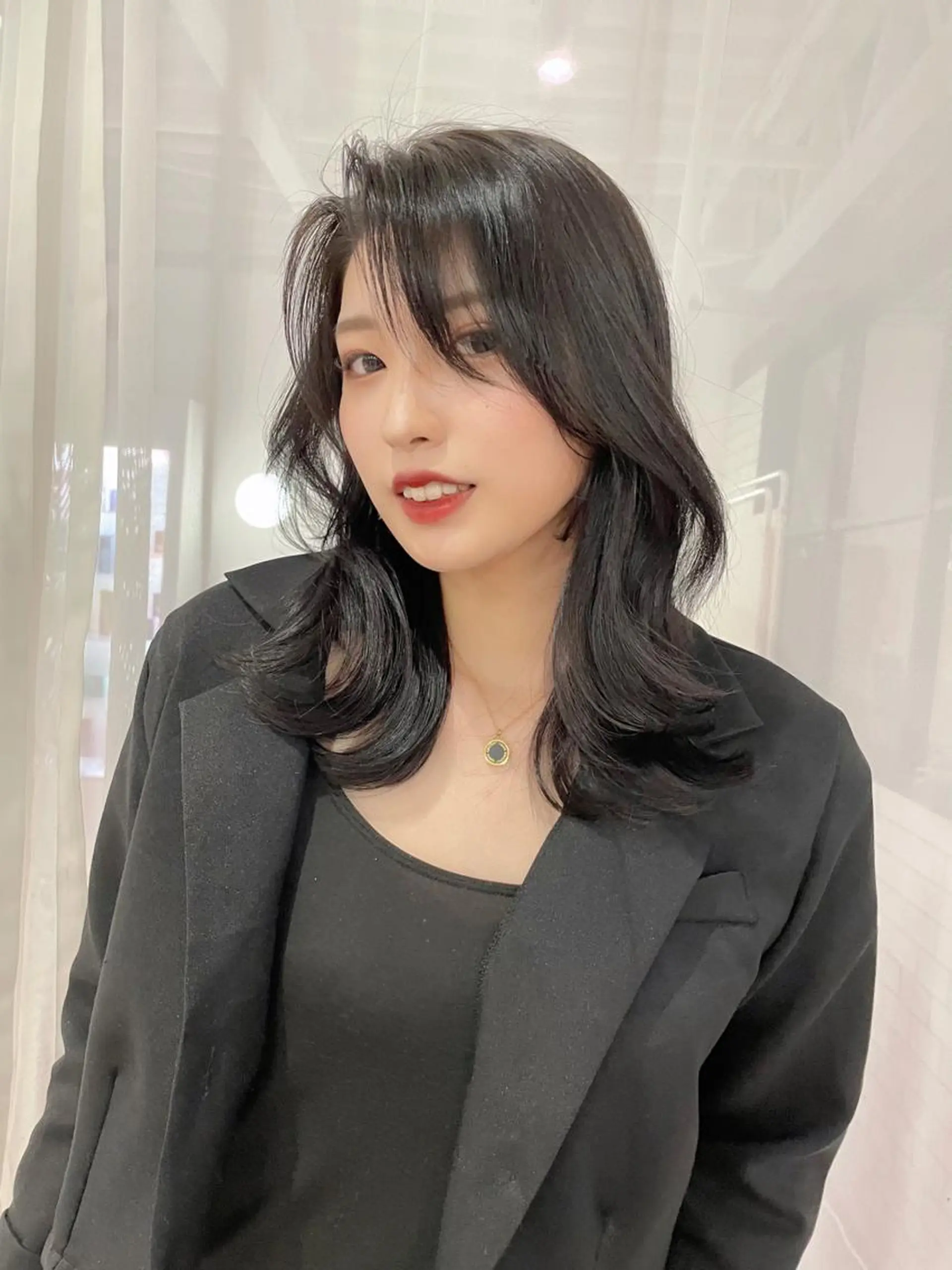 セミロング 韓国風ヘア ワンホンヘア 韓国/レイヤー NOISM天王寺のヘアスタイル