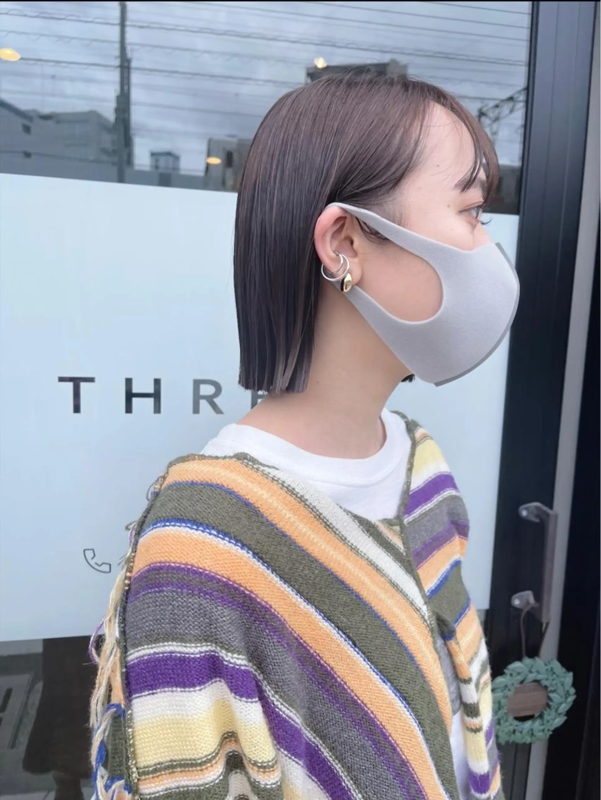 ショート カラー ブリーチ グレージュ ブリーチなしカラー ボブ miyu🎀まつ毛 /耳つぼジュエリーのマツエク・マツパデザイン