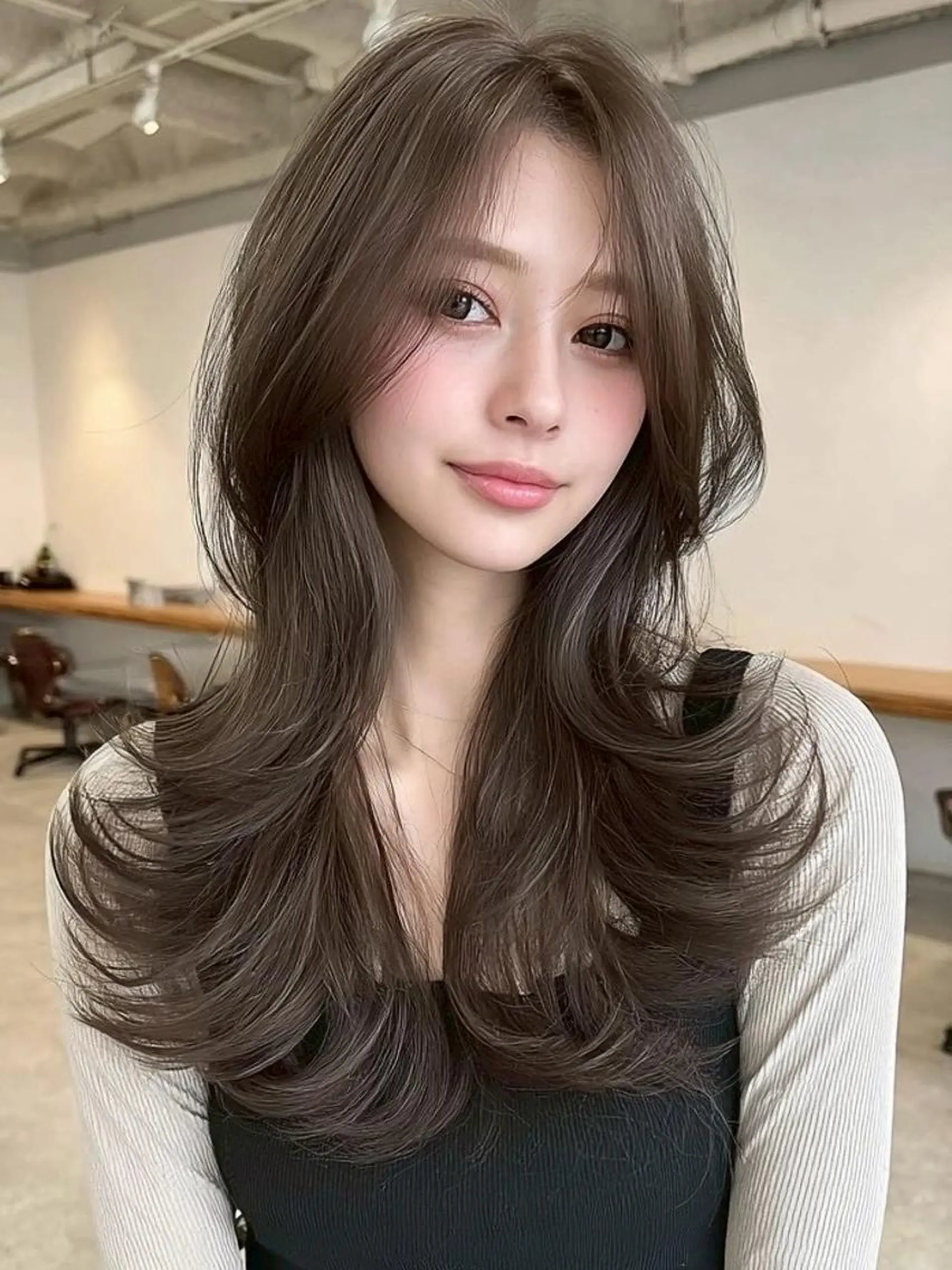 セミロング カラー 髪質改善 韓国風ヘア レイヤーカット ヘアカラー トリートメント 韓国/レイヤー NOISM天王寺のヘアスタイル