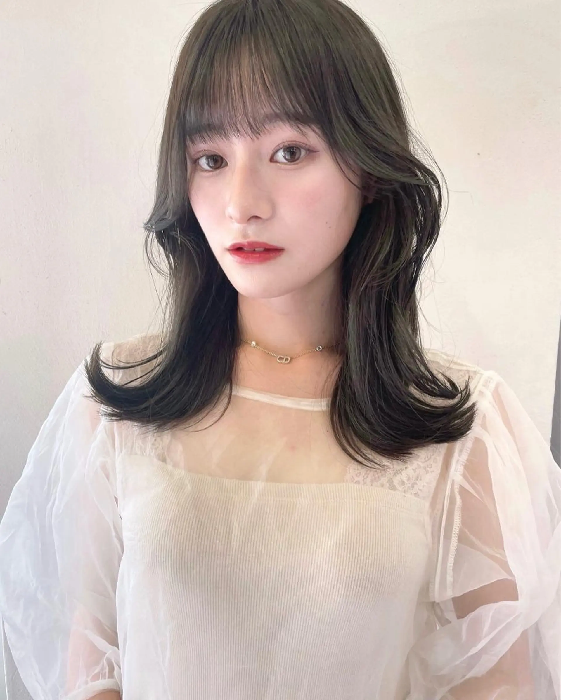 セミロング レイヤーカット、 大人可愛い 中村美羅のヘアスタイル