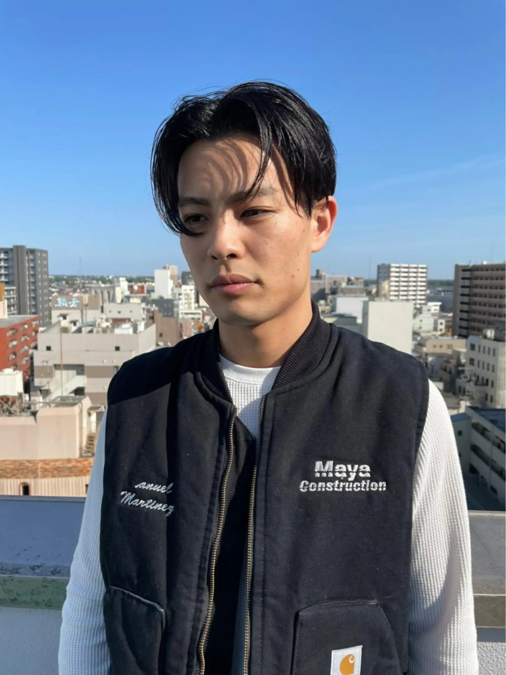 メンズ センターパート スパイキーパーマ 柏NO1 藤本葉のヘアスタイル