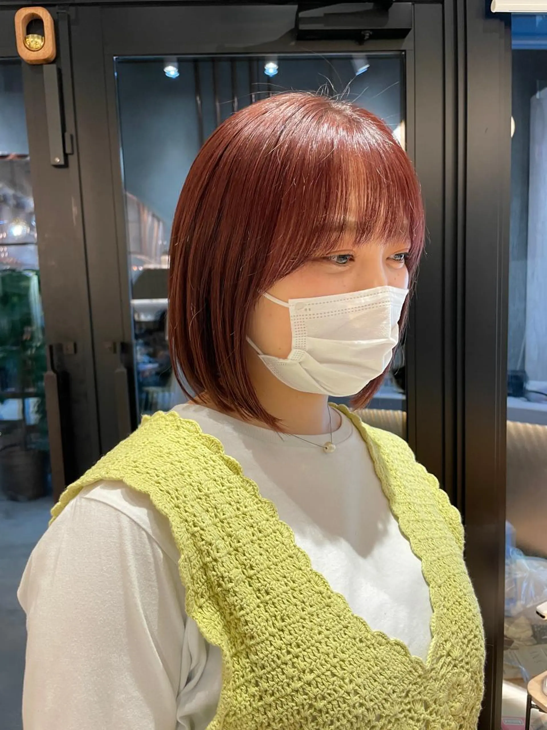 ショート カラー ボブ/巻ける縮毛矯正 /韓国レイヤーはなのヘアスタイル