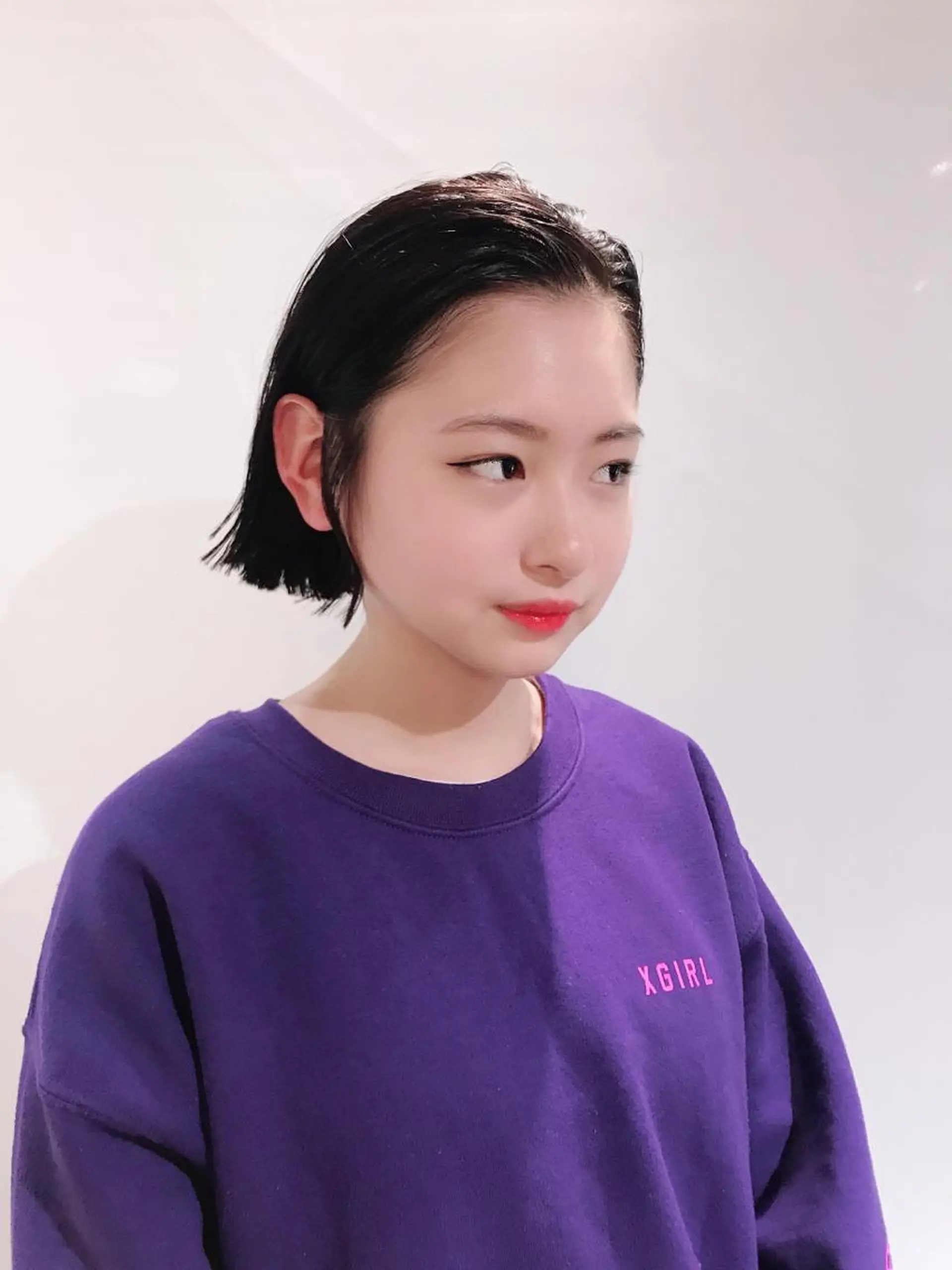 ショート 切りっぱなしボブ ボブ かきあげバング ♡ma ki♡のヘアスタイル