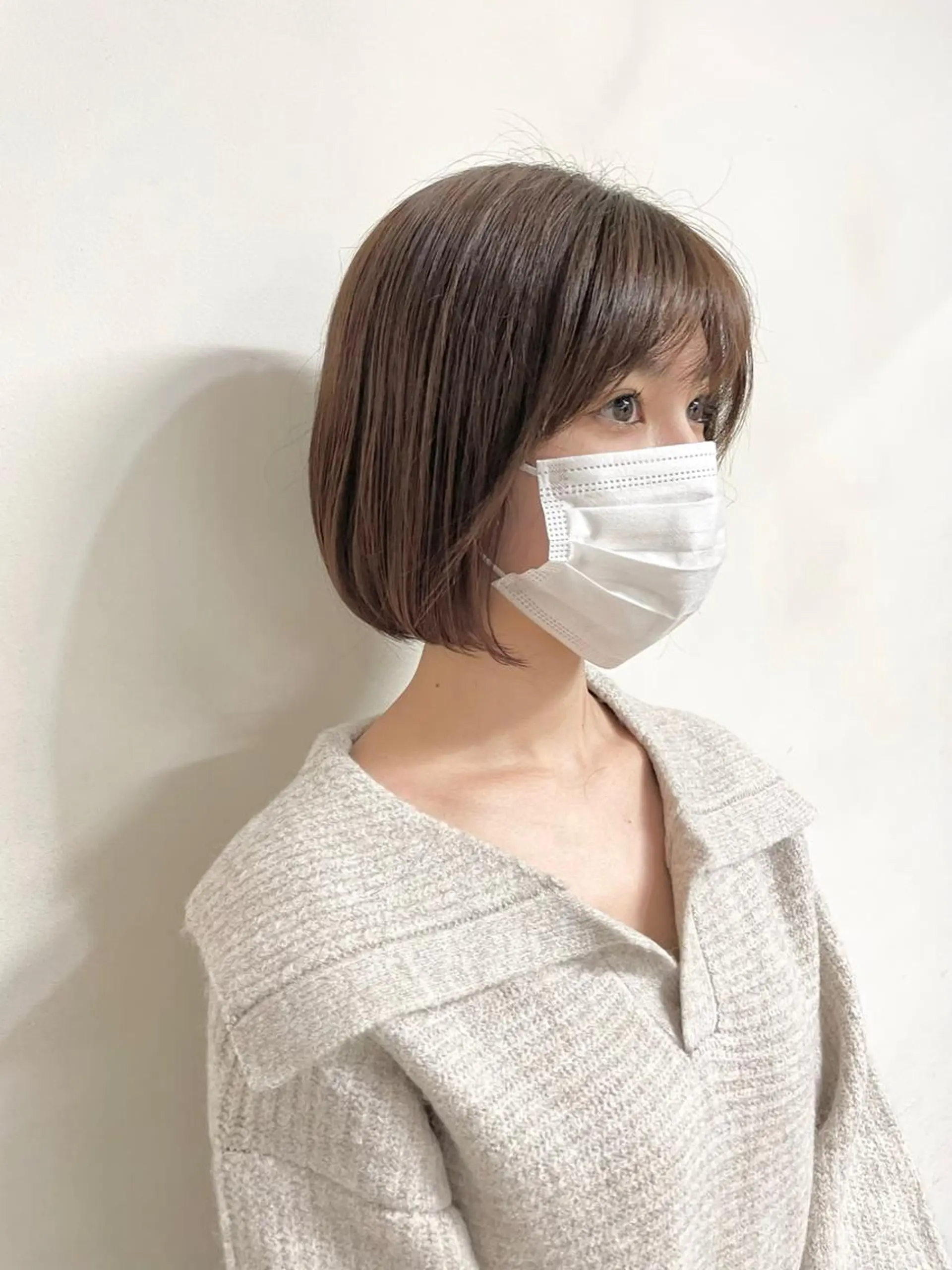 ミディアム ボブ 顔周りカット ハイライト 髪質改善 韓国風ヘア 新宿/韓国レイヤー/ 髪質改善/佐藤航のヘアスタイル