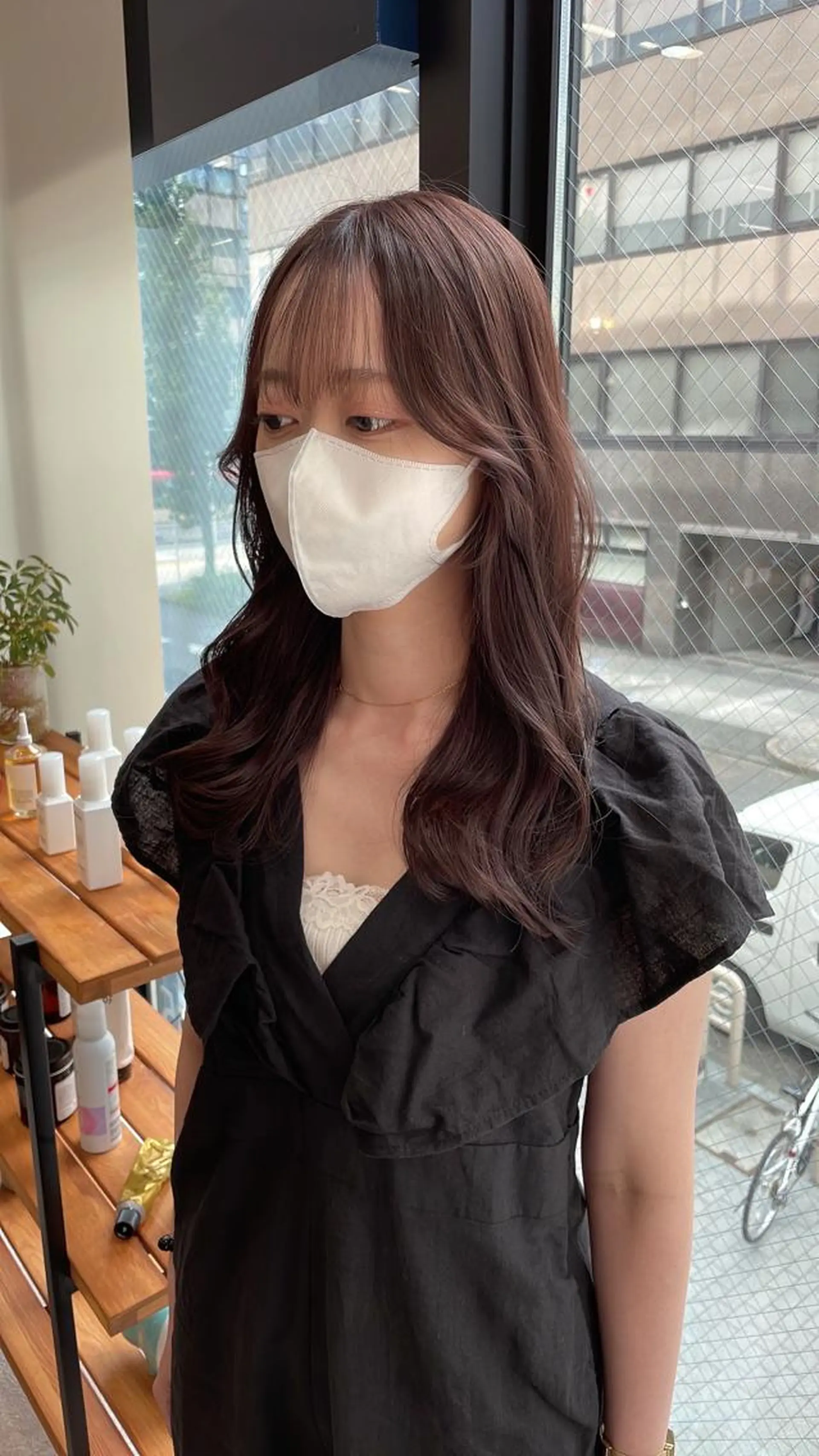 セミロング カラー パープルカラー レイヤーカット カット トリートメント mizuki  韓国 ヘア/髪質改善のヘアスタイル