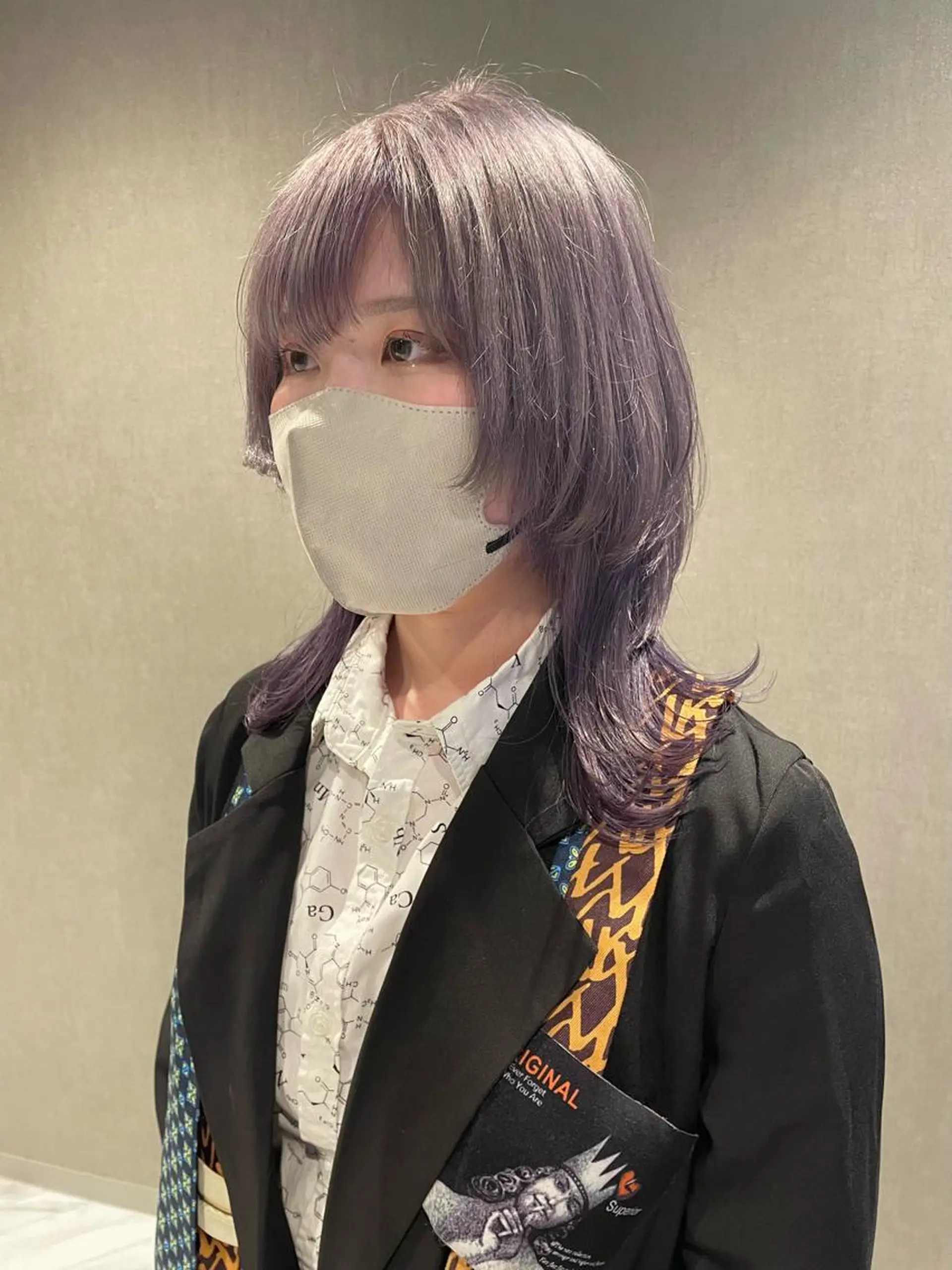 セミロング カラー グレージュ ウルフカット カット ヘアカラー トリートメント メンズパーマモデル 募集　サトチハルのヘアスタイル