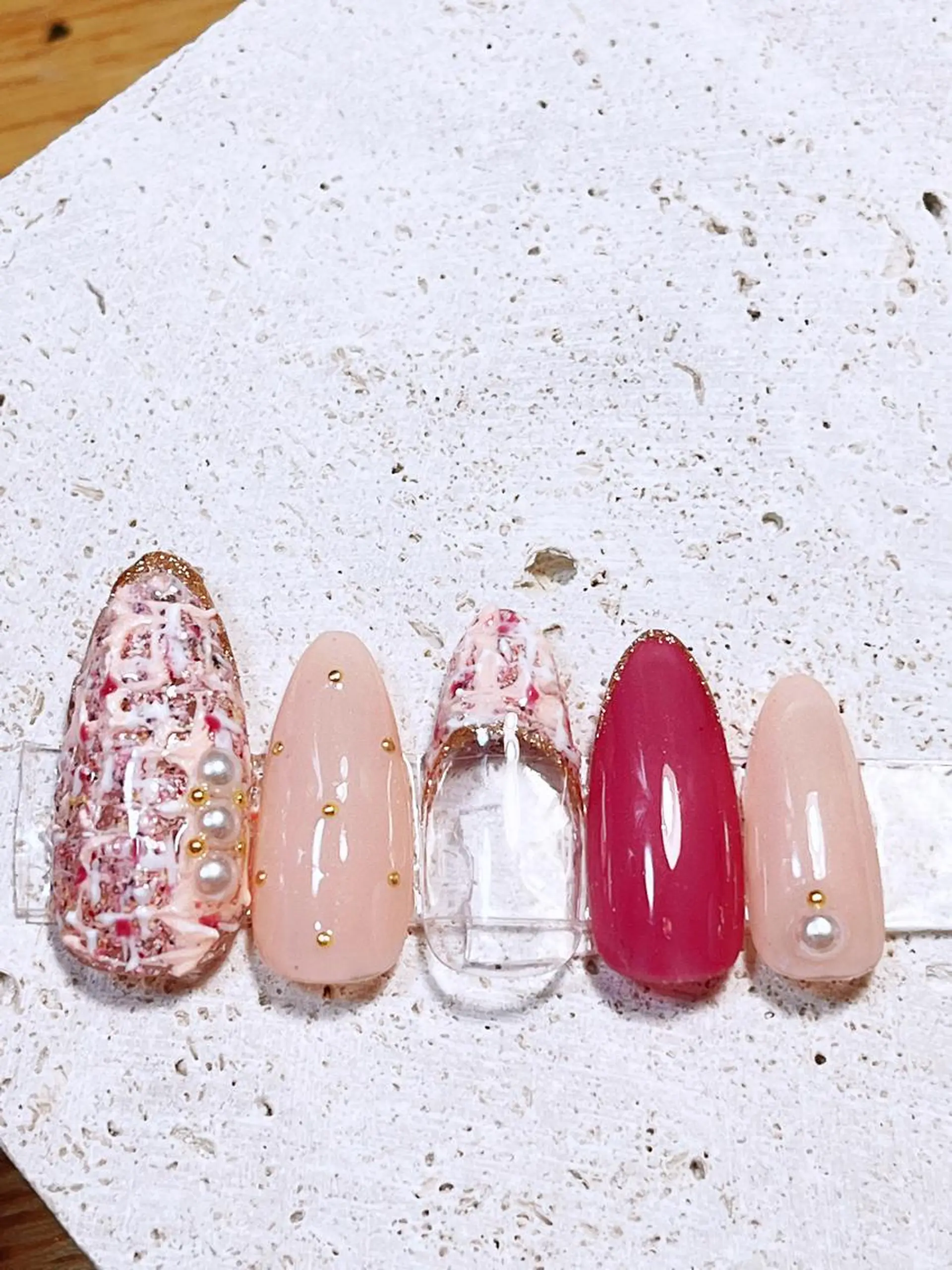 ネイル ピンク ツイードネイル Nail Space R所属・ネイルスペースR 小林のネイルデザイン