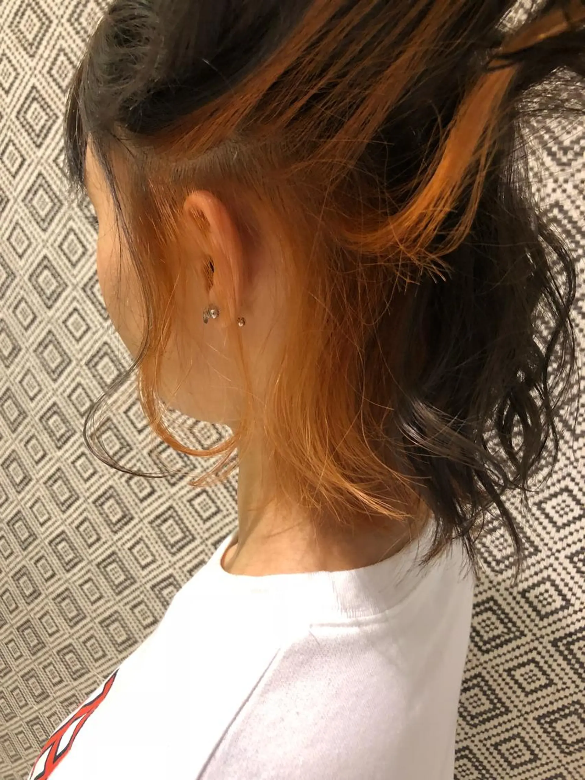 カラー アッシュ インナーカラー オレンジ カット ヘアカラー トリートメント 奥山義進/ハイトーン /バレイヤージュのヘアスタイル