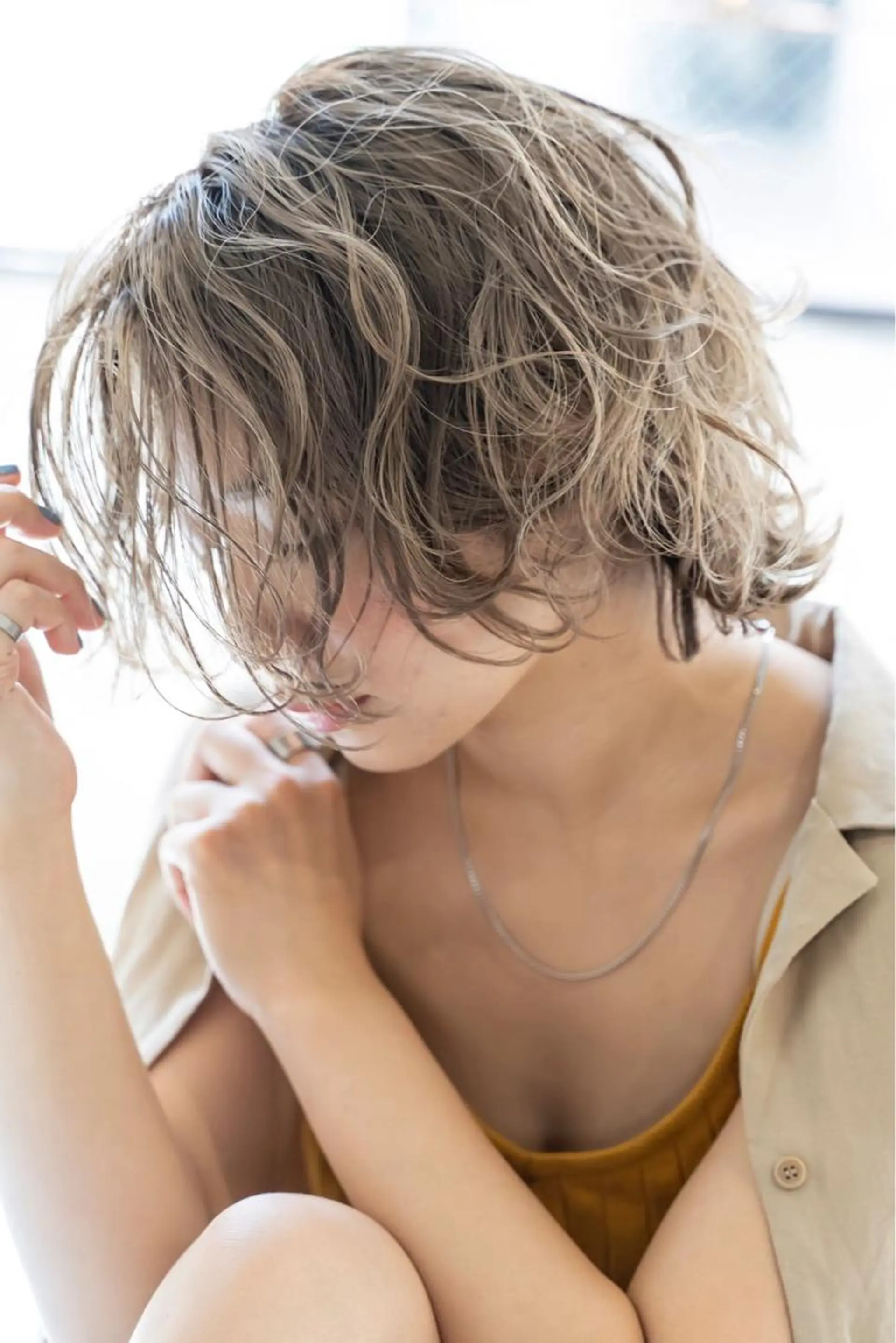 ミディアム カラー ヘアアレンジ ベージュカラー カット ヘアカラー トリートメント 山崎 澪のヘアスタイル