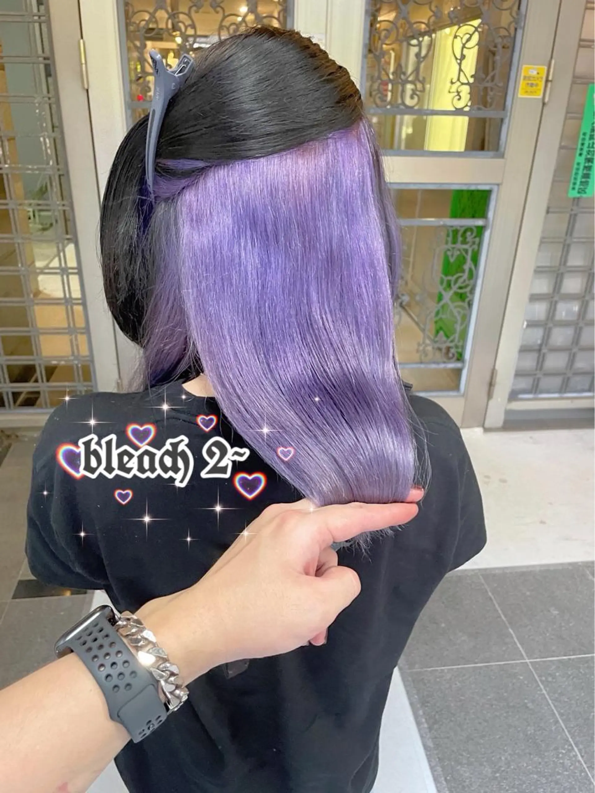 ロング アッシュ アッシュグレー アッシュグレージュ ミストバング ピンクブラウン ハイトーン×エクステ 💞くるみのヘアスタイル