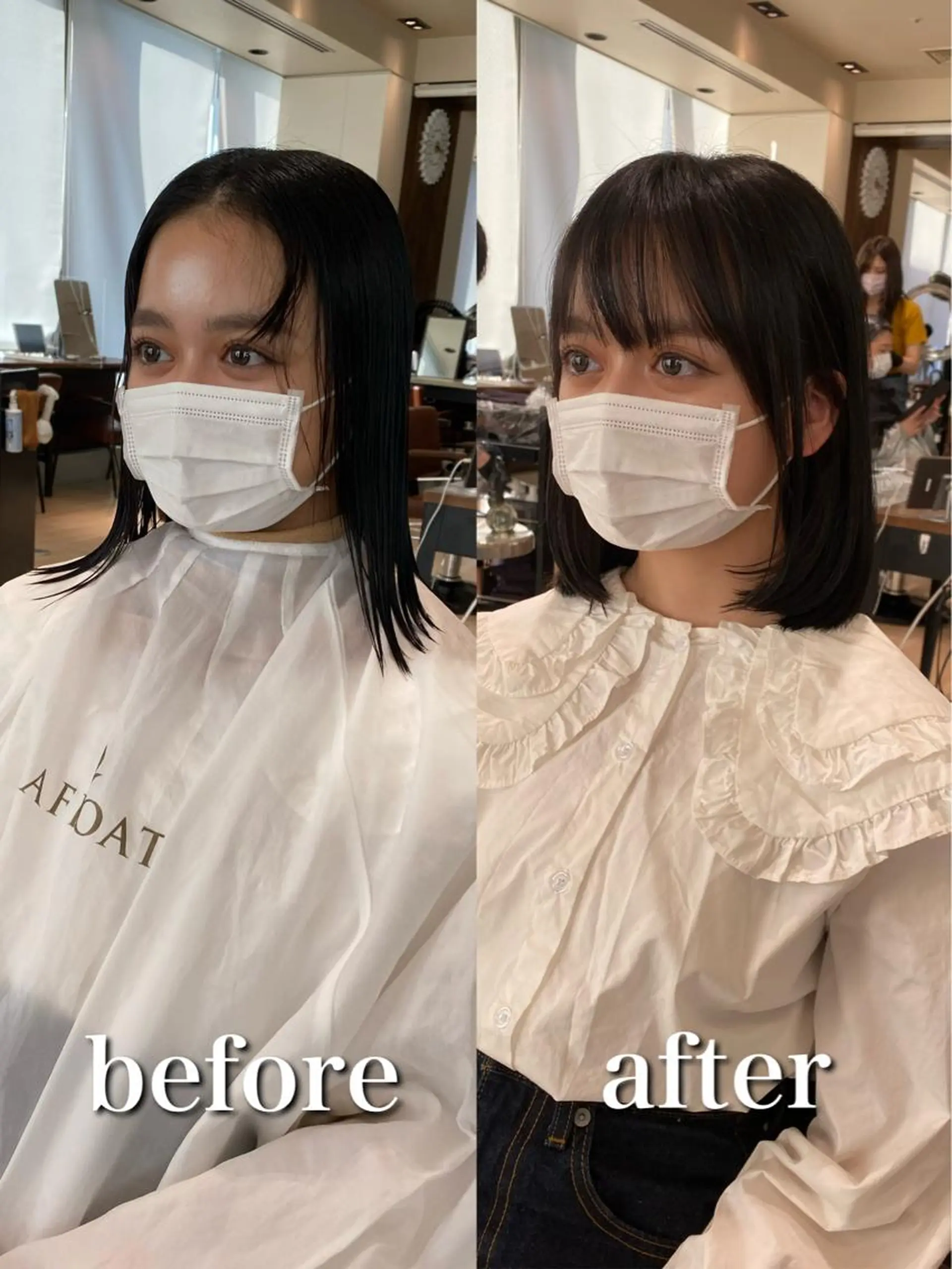 ミディアム くびれヘア 顔周りカット 小顔カット トリートメント カット 【1日2名様限定】 AFLOAT白川雄副のヘアスタイル