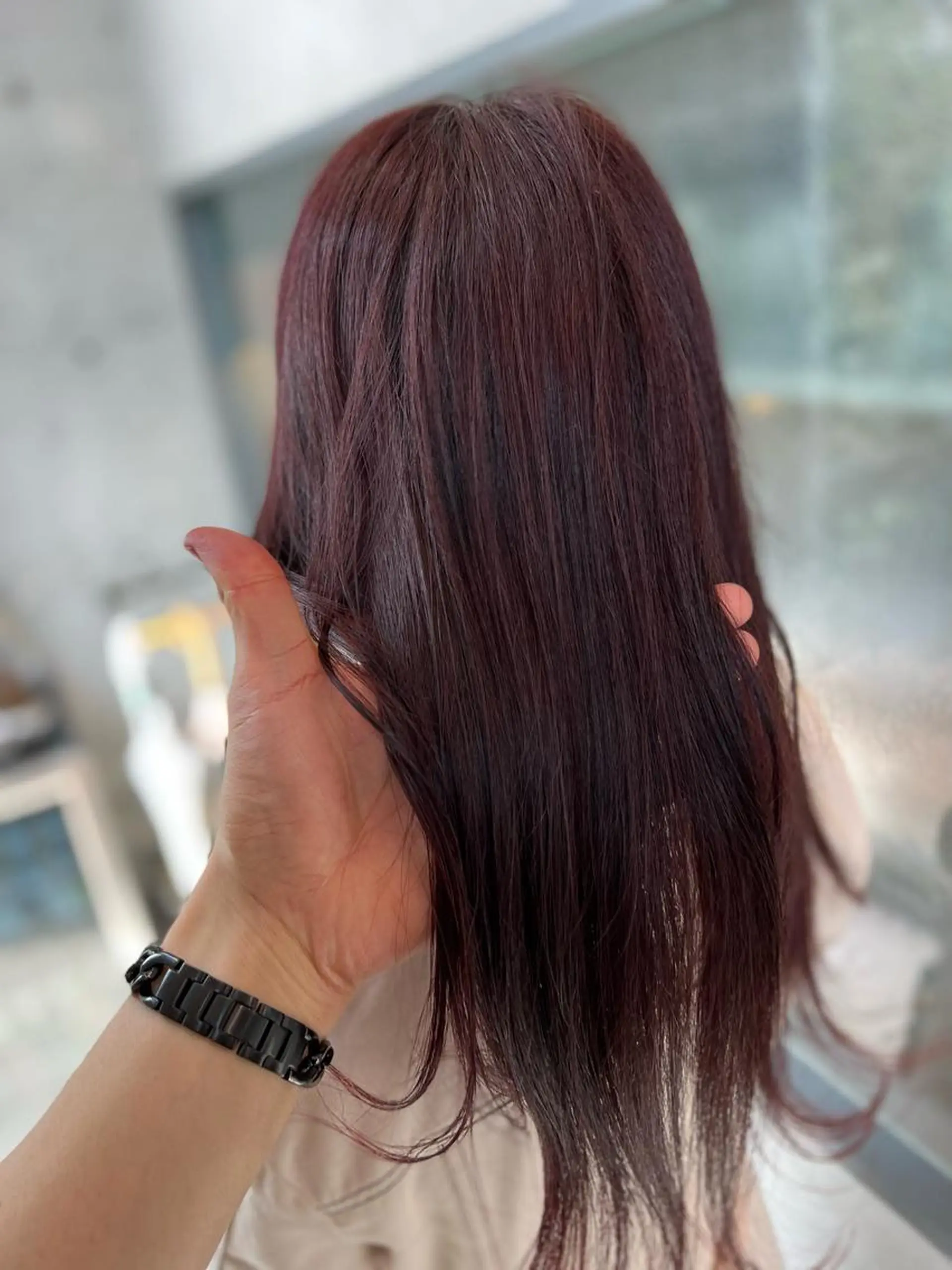 ロング カラー 黒髪 ブリーチ ブリーチなしカラー ピンクカラー 誰よりも丁寧なカット 🍀小林輝のヘアスタイル