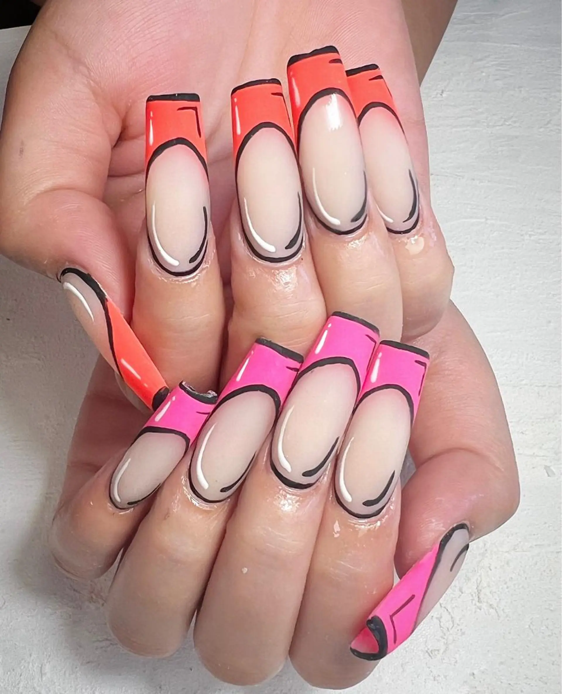ネイル ロングネイル マットネイル 夏ネイル ハンドネイル ✾ NailRoom Latina🌻💓のネイルデザイン