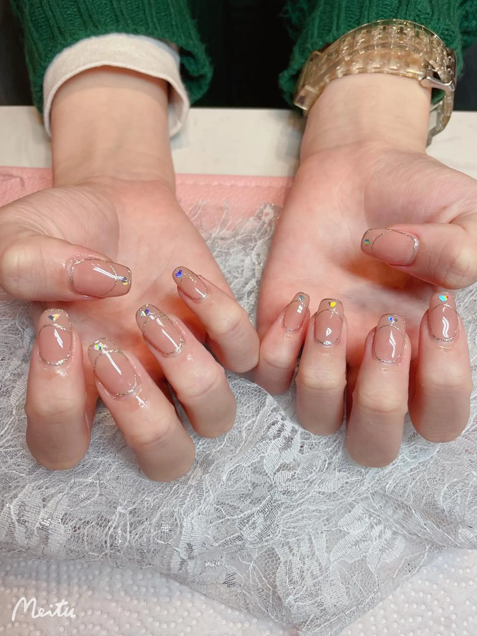ネイル キラキラネイル 韓国ネイル Moana Nail 長さだし専門店のネイルデザイン