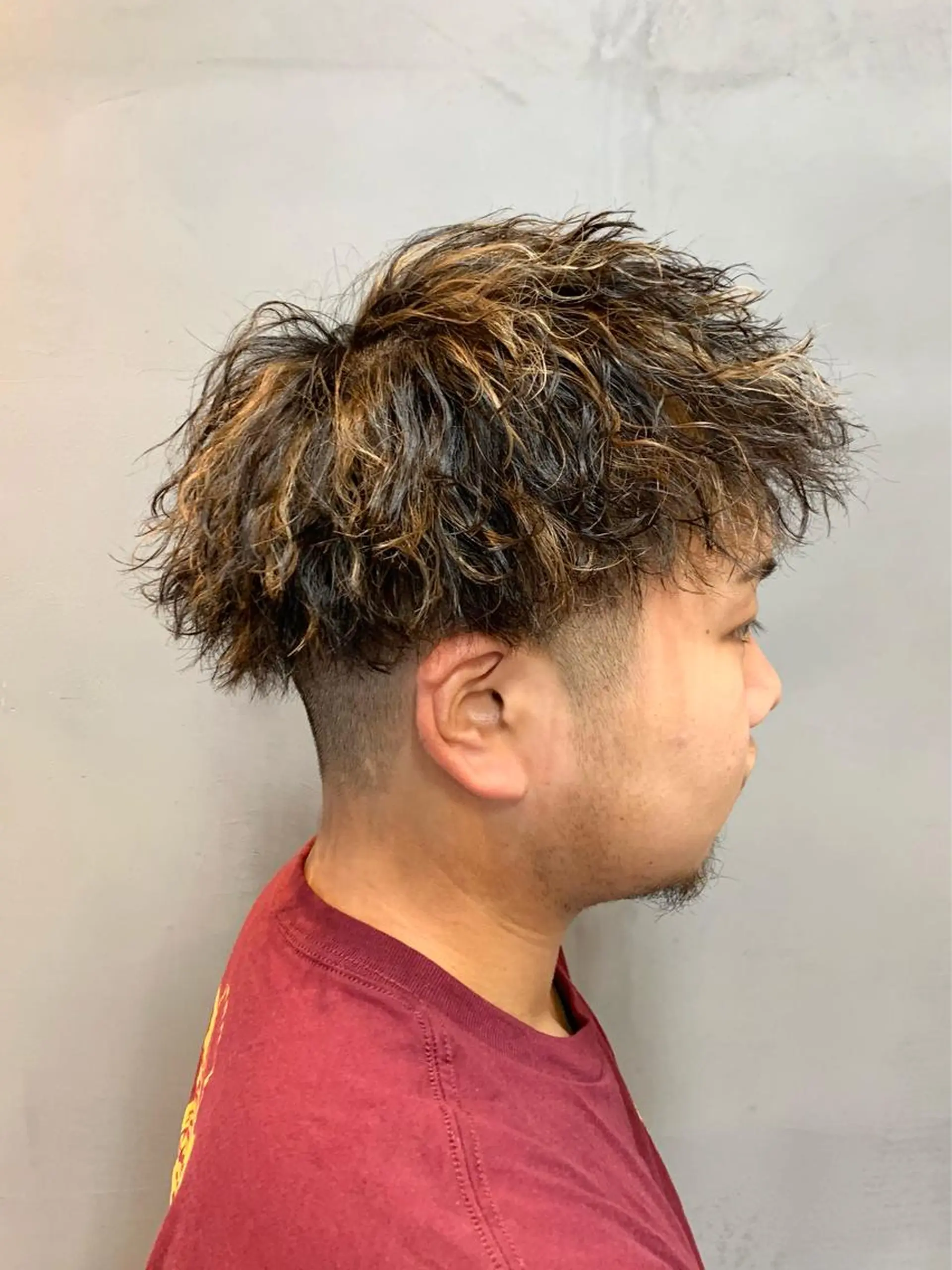 ミディアム ハイライト カット パーマ 山口 JUNPEIのヘアスタイル