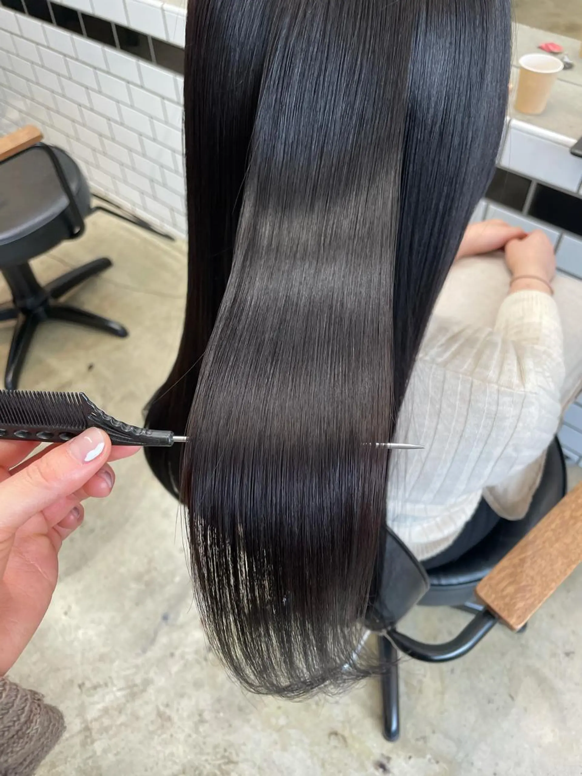 セミロング カラー トリートメント ヘアカラー トリートメント 顔まわりカット✨艶髪 ✨髪質改善✨伴響佳のヘアスタイル