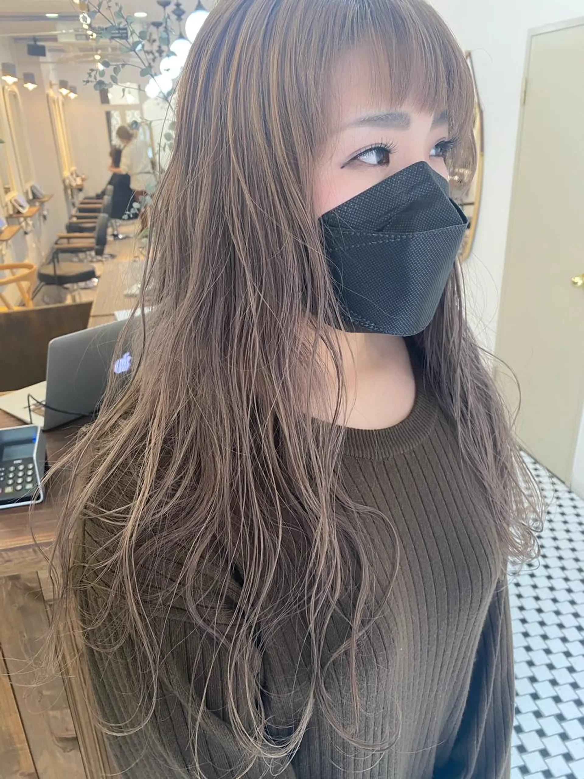 ロング カラー nishido ハイライト/メンズのヘアスタイル