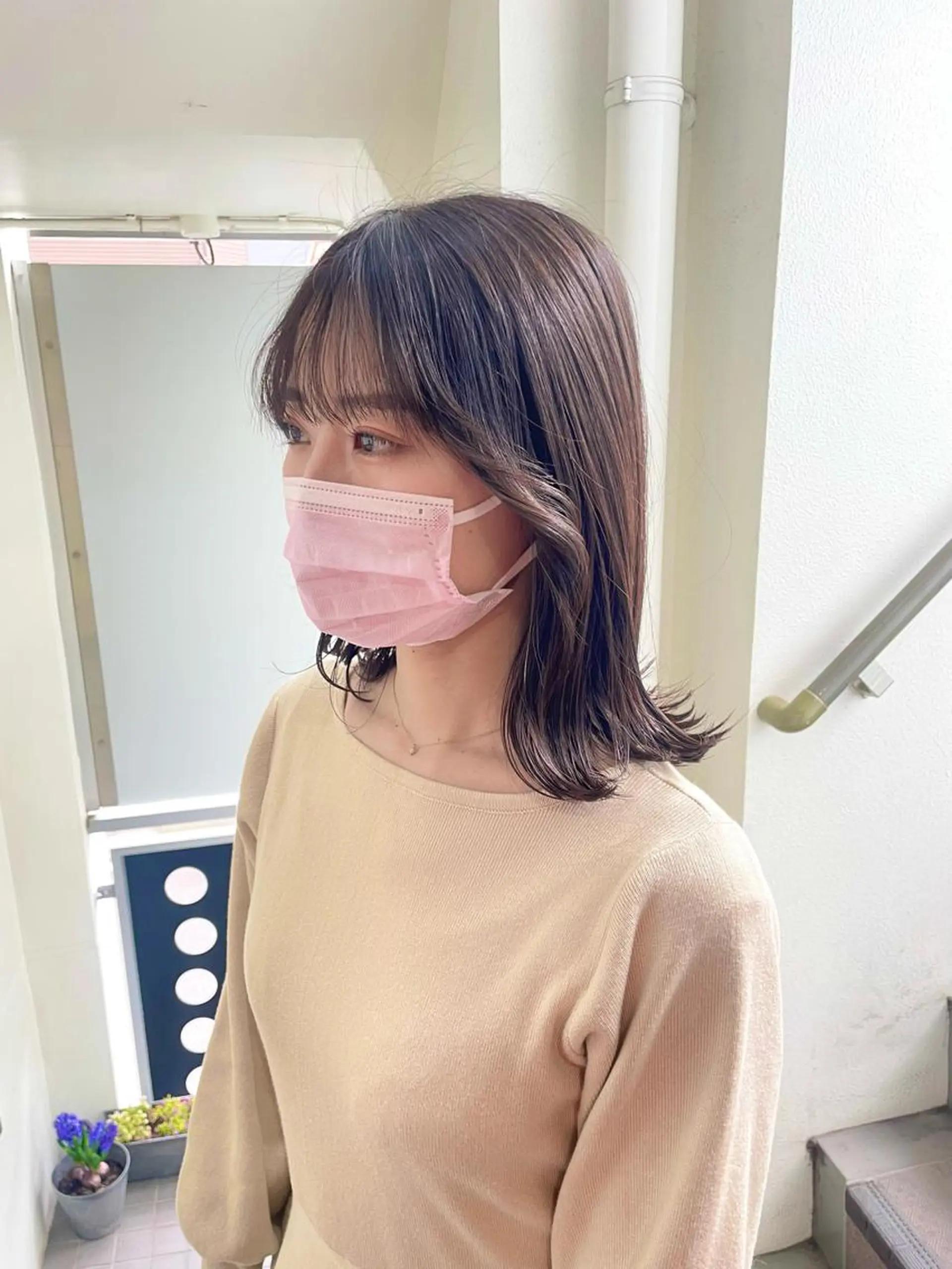 ロング カラー 小顔カット カット 才下 ゆいのヘアスタイル