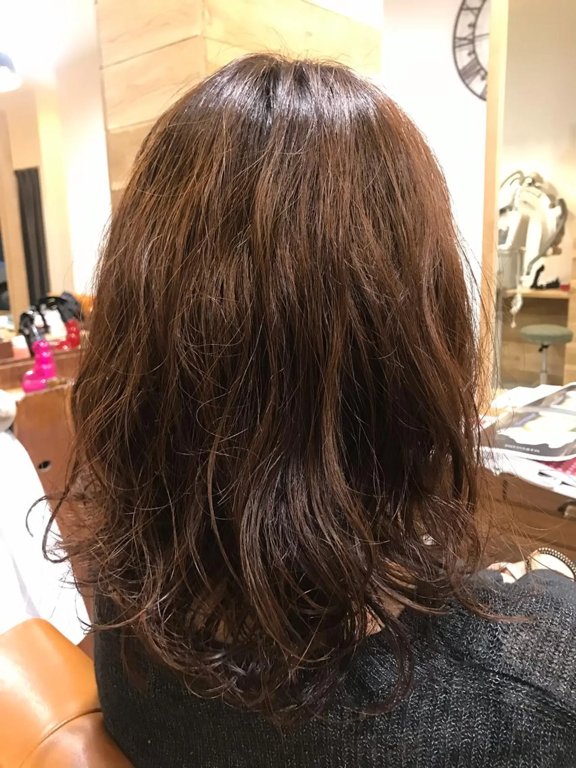 セミロング パーマ 暖色カラー🍊 ボブ🌿顔周りcutのヘアスタイル