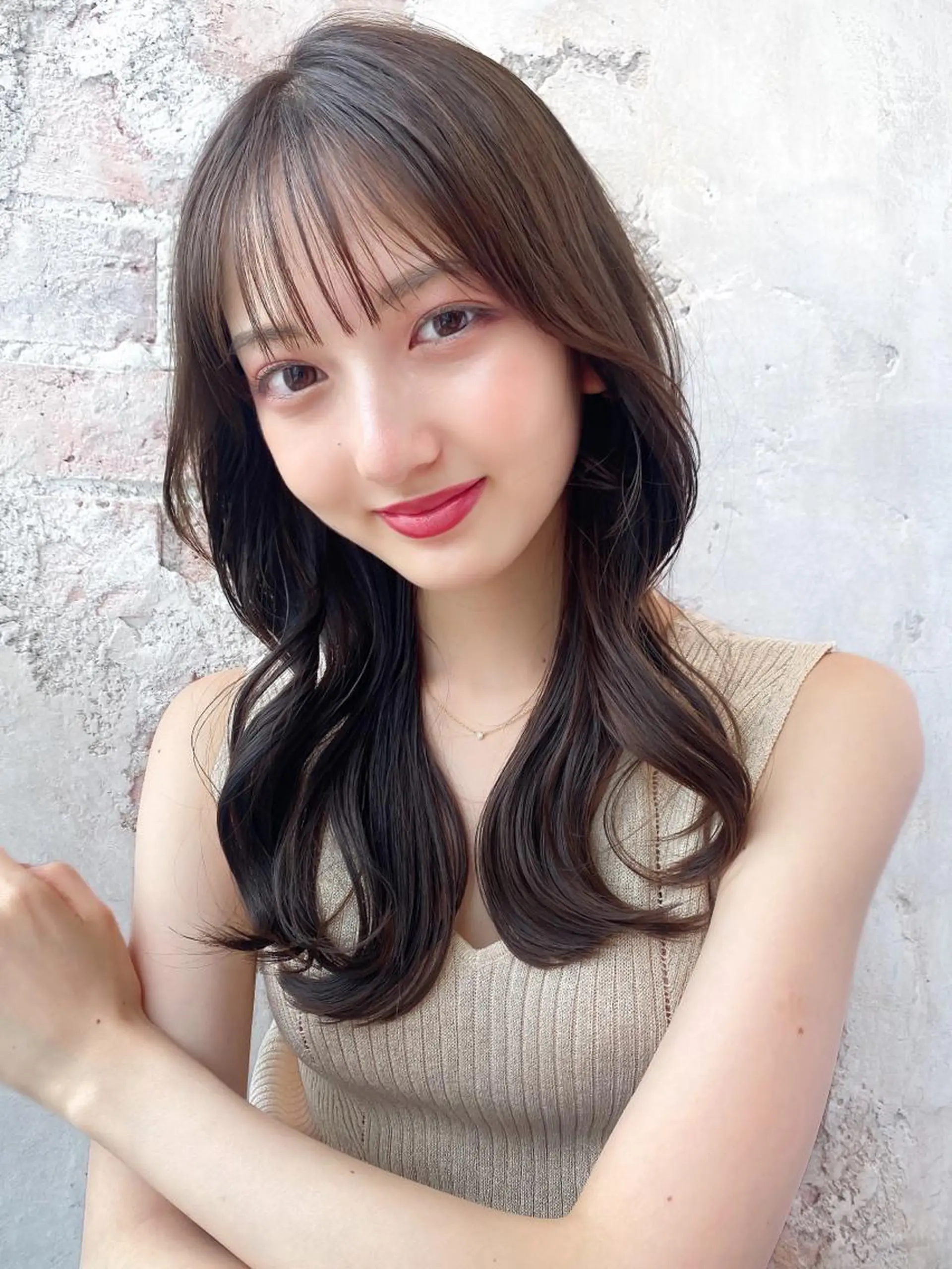 セミロング カラー ベージュカラー ブラウンカラー ブラウンベージュ くびれヘア 顔周りカット カット ヘアカラー トリートメント 顔周り/くびれヘア 韓国ヘア💕風間るなのヘアスタイル