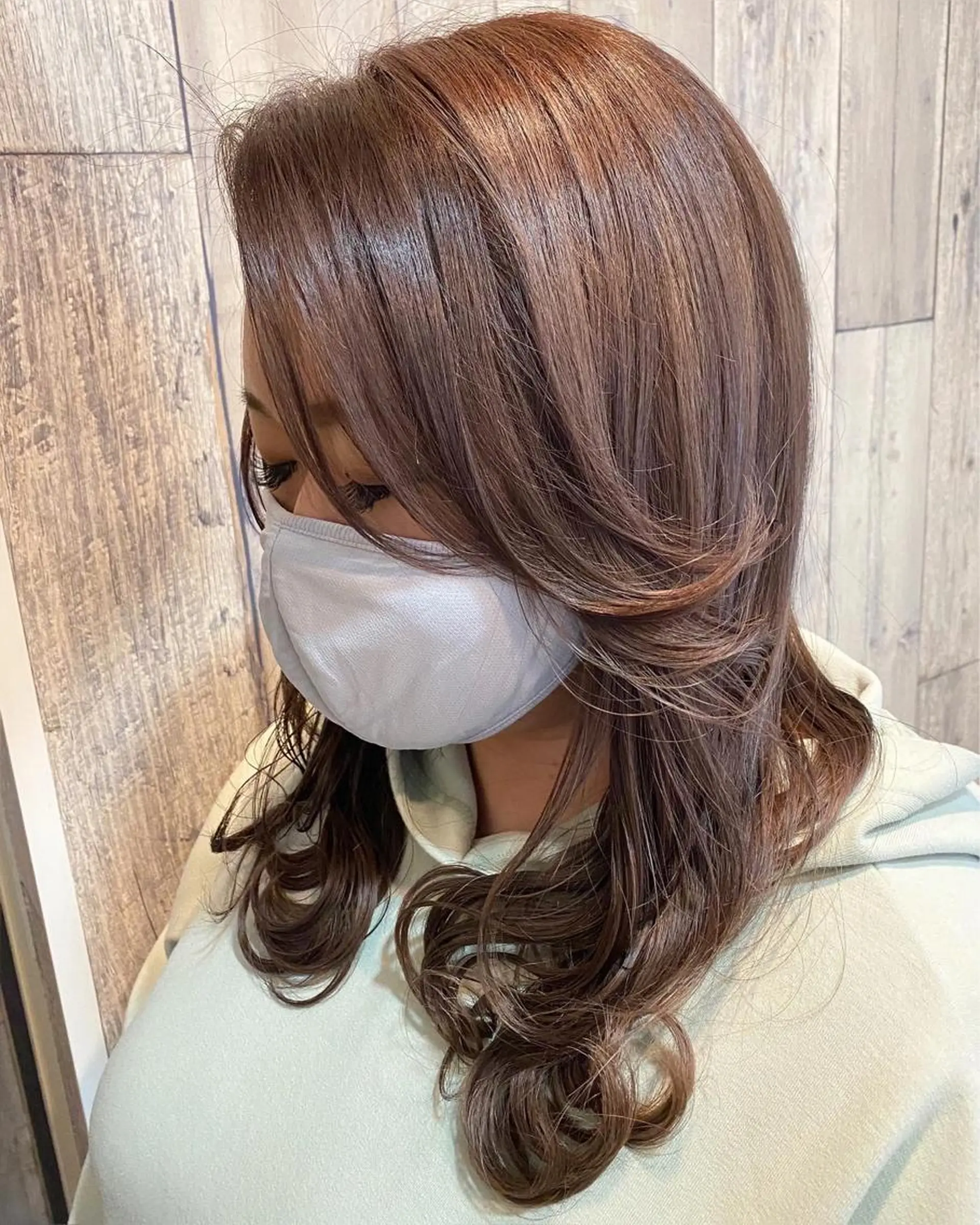 セミロング カラー ヨシンモリ 韓国風ヘア レイヤーカット カット ヘアカラー LOHAS 関根真由美のヘアスタイル