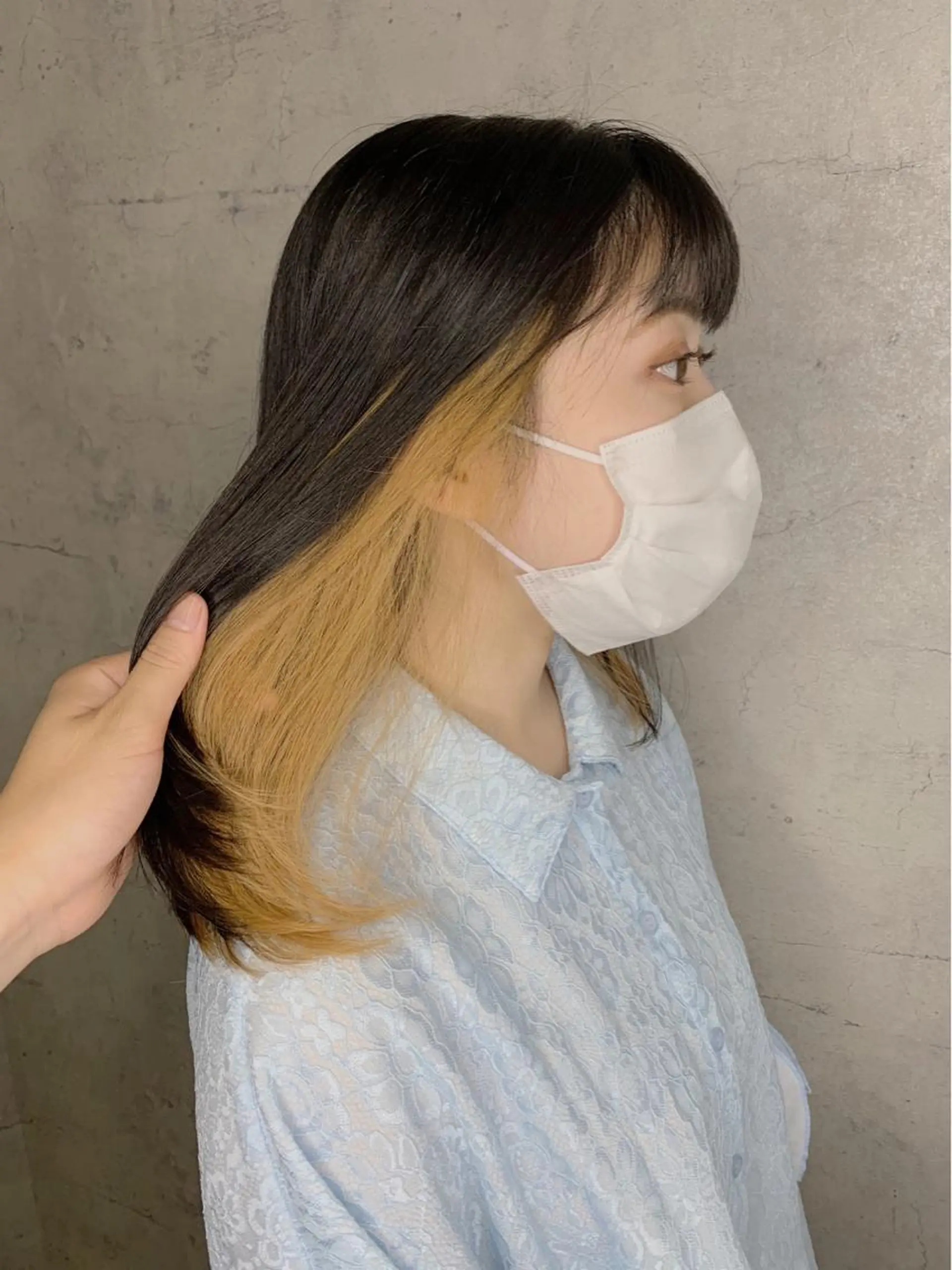 セミロング カラー インナーカラー バレイヤージュ KAZUMAのヘアスタイル