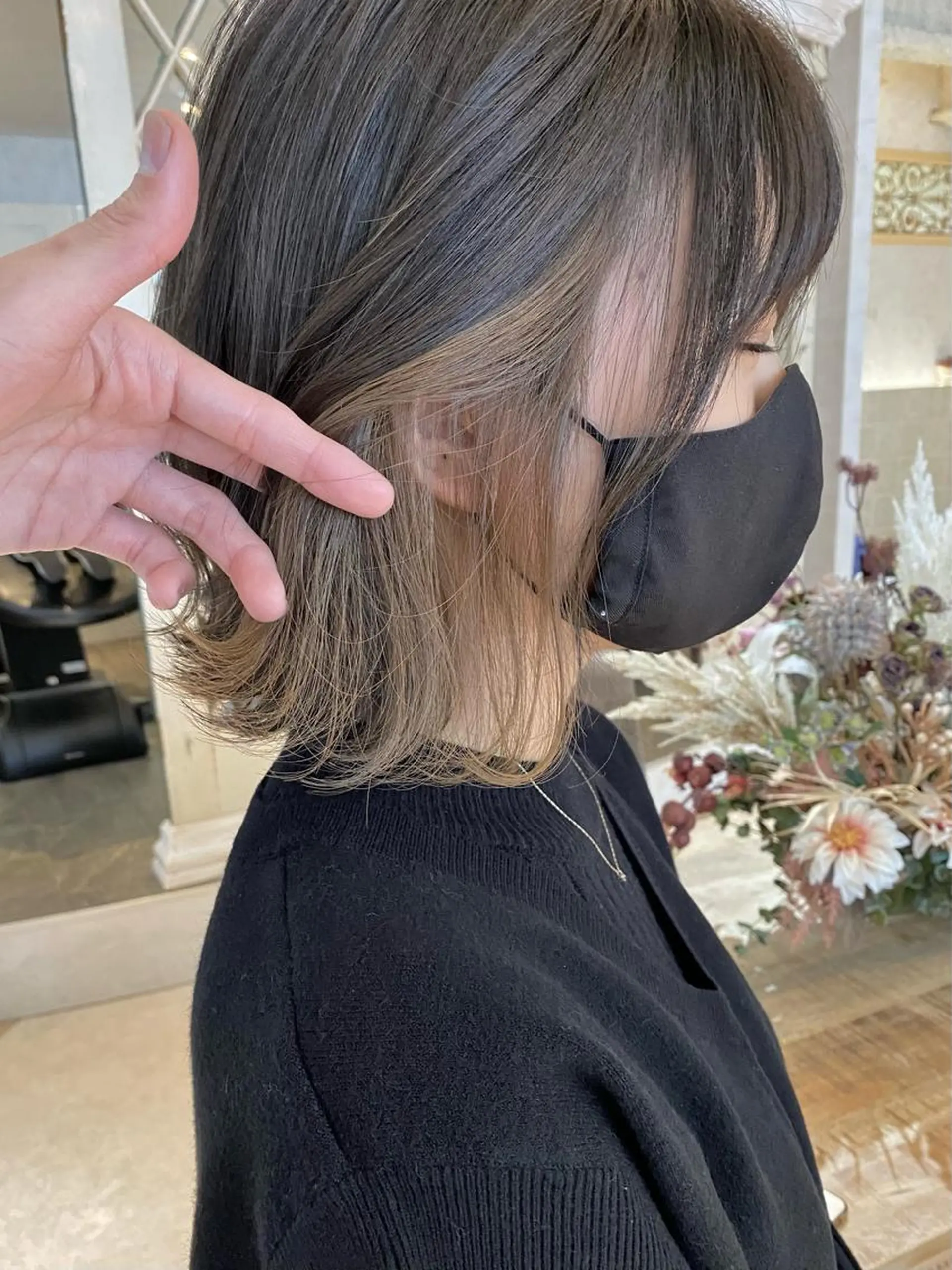 カラー インナーカラー 艶カラー/ボブ /似合わせ/田口愛那のヘアスタイル