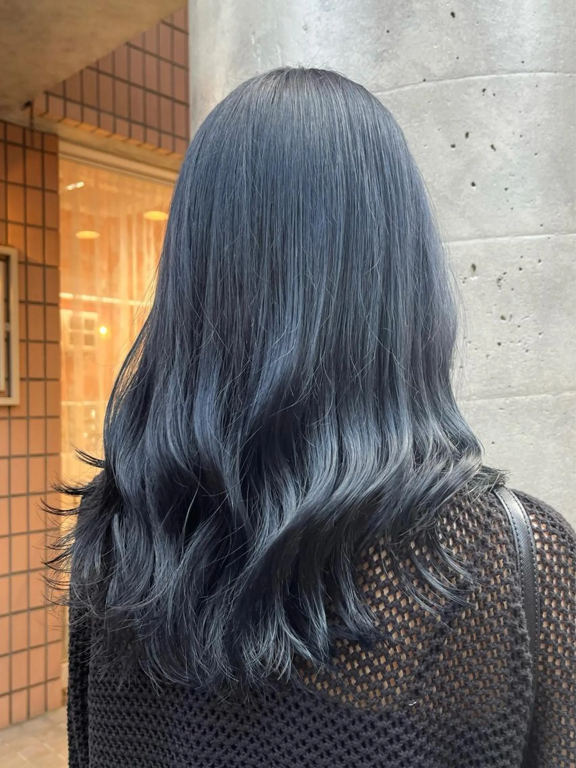 ロング カラー 黒髪 ブルーカラー ブルーブラック ネイビーカラー 髪質改善カラー☆ ヘアアレンジmiyuのヘアスタイル