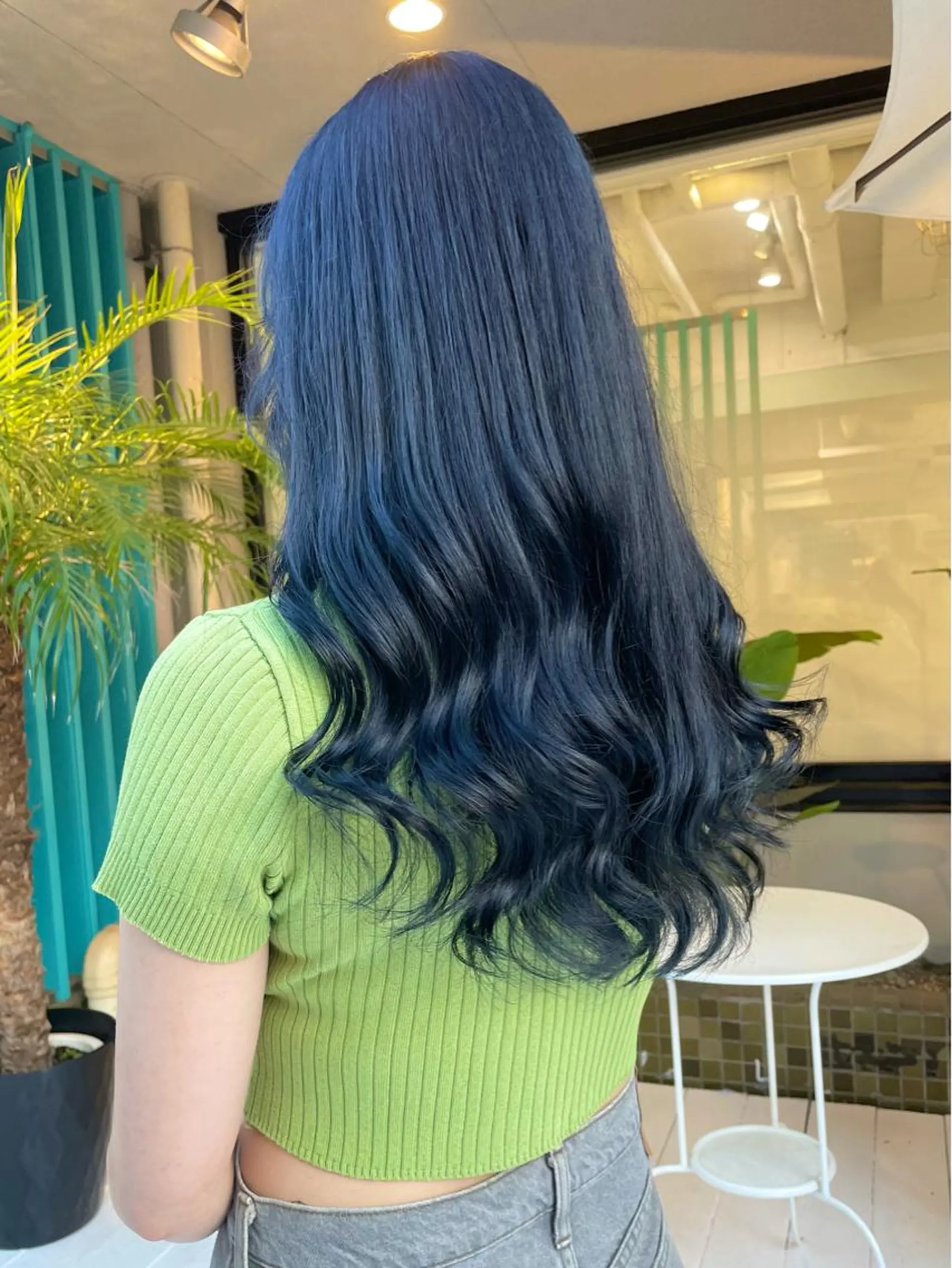 ロング カラー ブルーカラー ネイビーカラー カット ヘアカラー トリートメント 佐藤 魁人のヘアスタイル