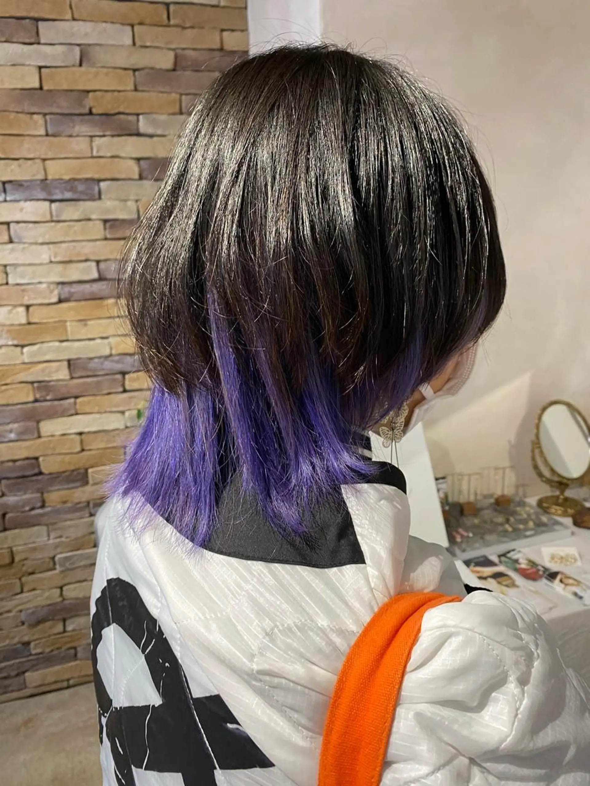 ショート カラー ブリーチ ブルーカラー ブルーパープル イヤリングカラー インナーカラー ヘアカラー ALLY（アリー）所属・ミニモお気に入り数 No.1宍戸雄弥のヘアスタイル