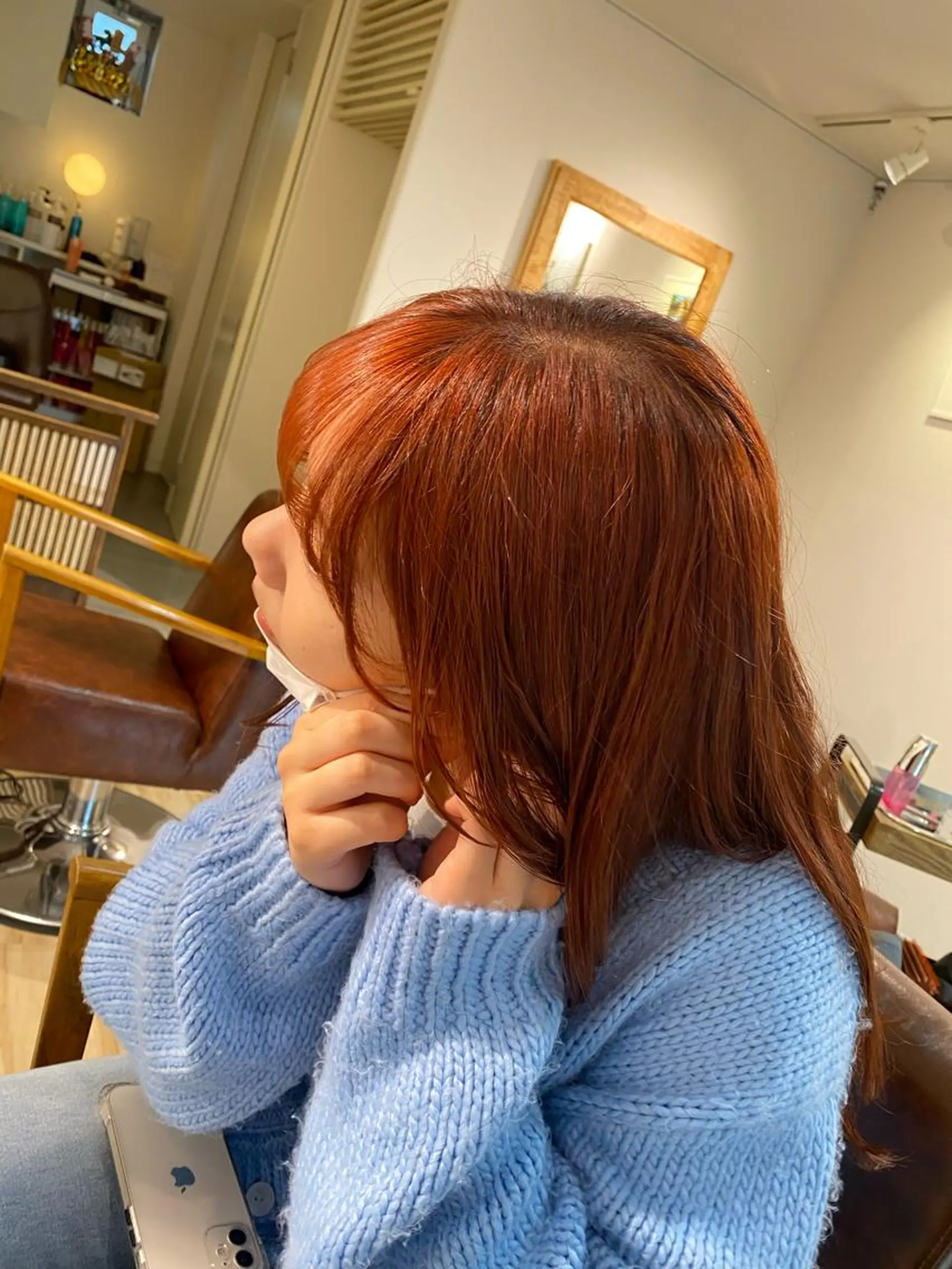 ロング カラー ブリーチ ハイトーンカラー ハイトーンオレンジ ブリーチなしカラー オレンジ ヘアカラー トリートメント WAWA 高円寺 祥一朗のヘアスタイル