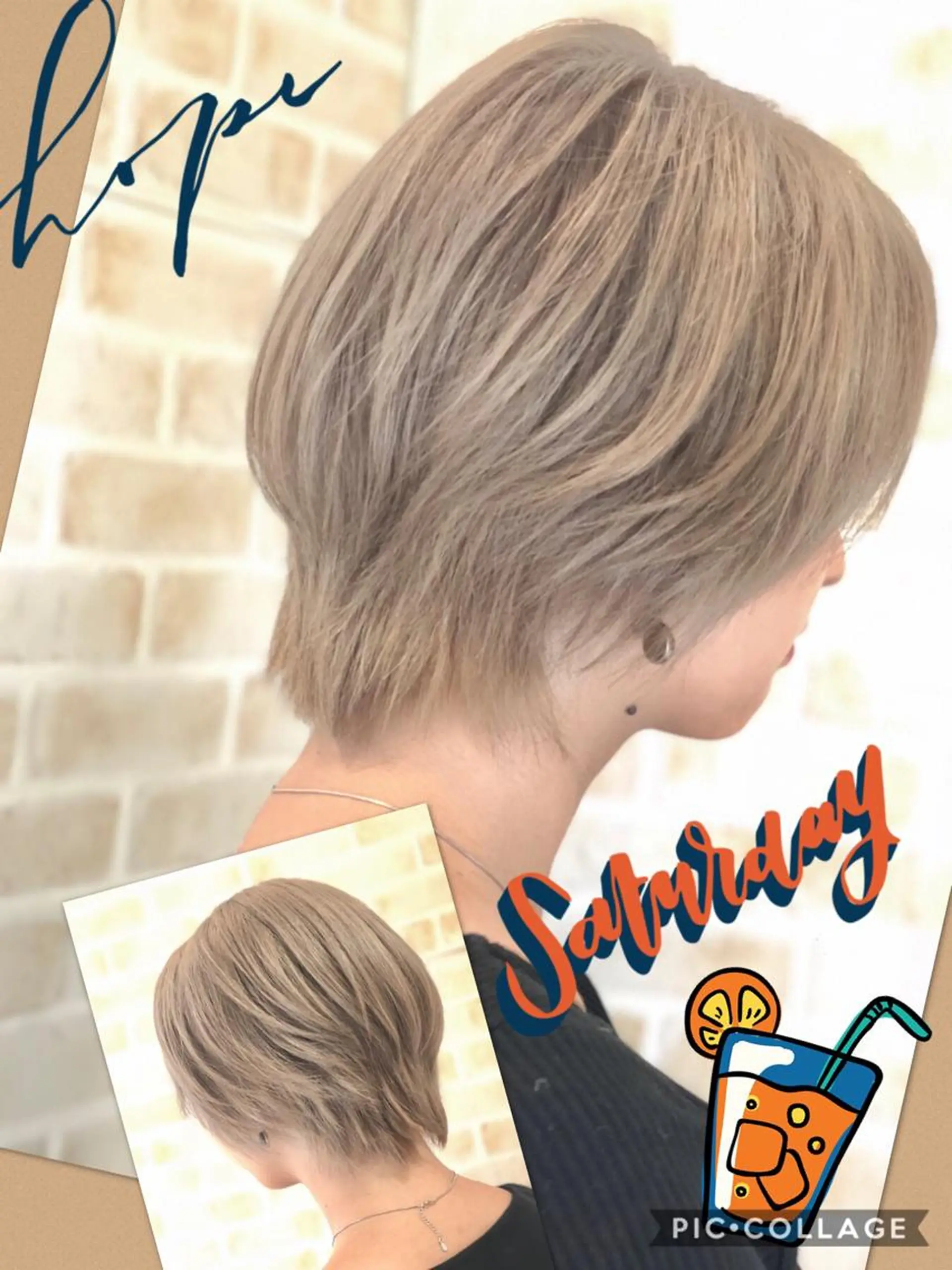 ショート カラー ベージュカラー ブリーチ イルミナカラー ミルクティーベージュ 永島 桜のヘアスタイル