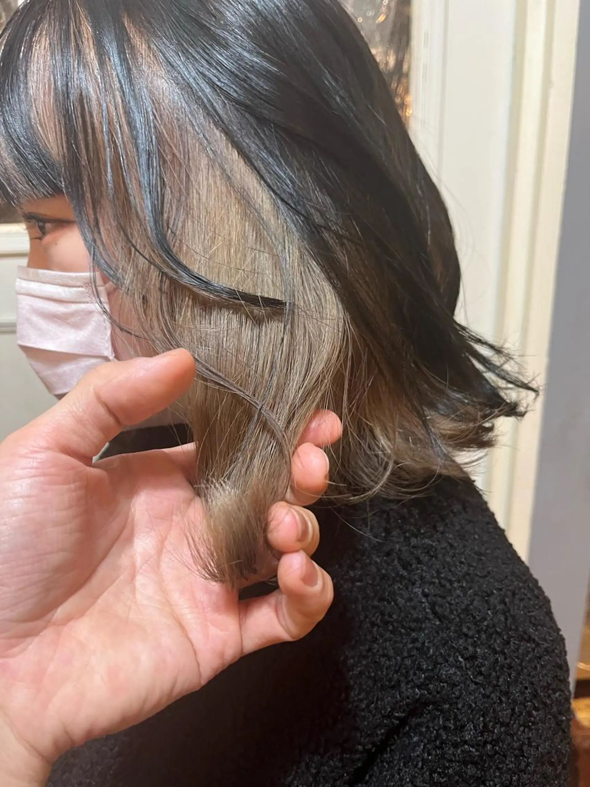 ミディアム カラー ブリーチ ケアブリーチ ダブルカラー 抜け感ショート パーマ/緒方椋のヘアスタイル