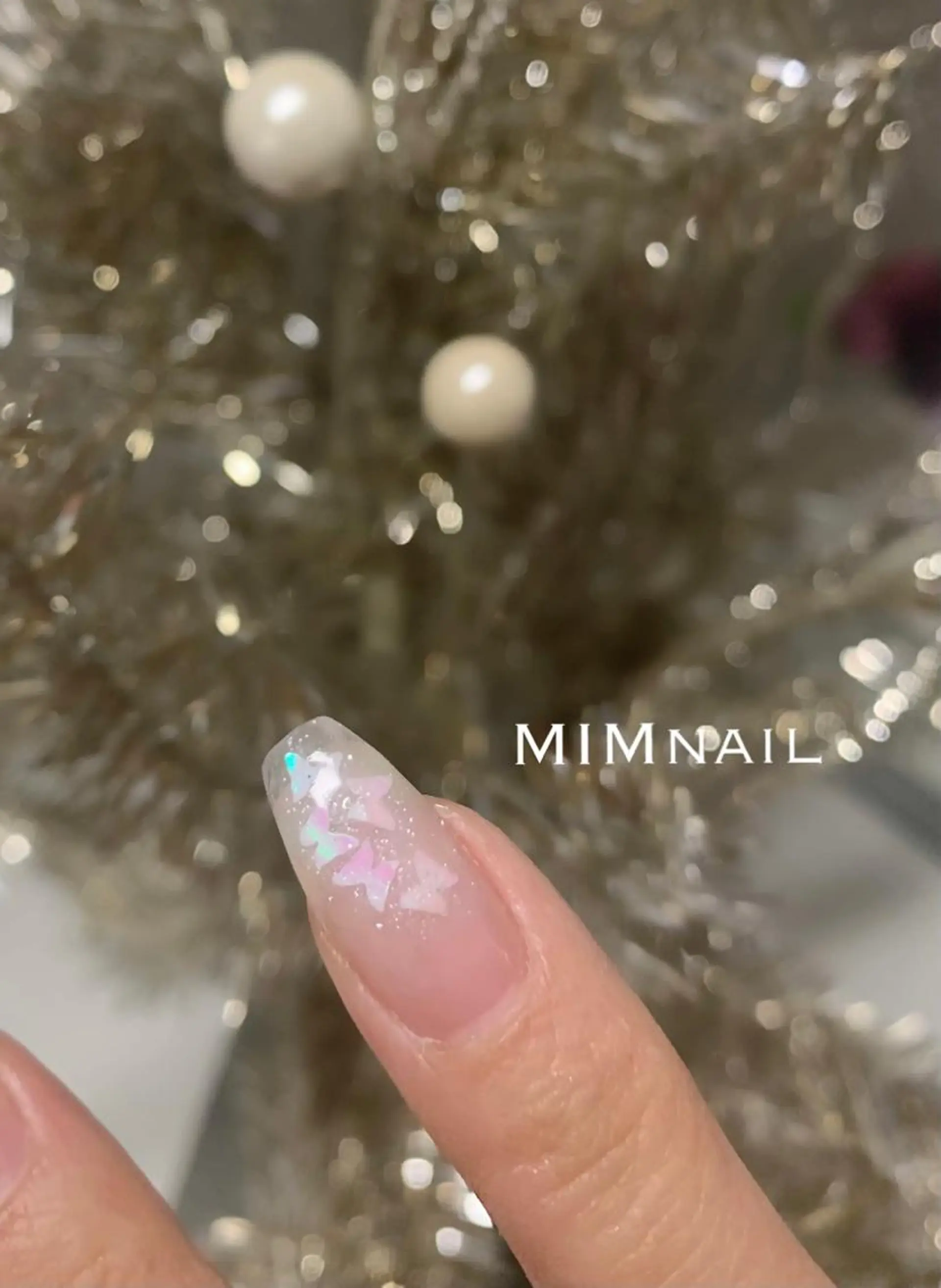ネイル オーロラネイル 長さ出し ホログラムネイル 韓国ネイル スカルプネイル *･*MIMnail *･゜ﾟ･*:･*のネイルデザイン