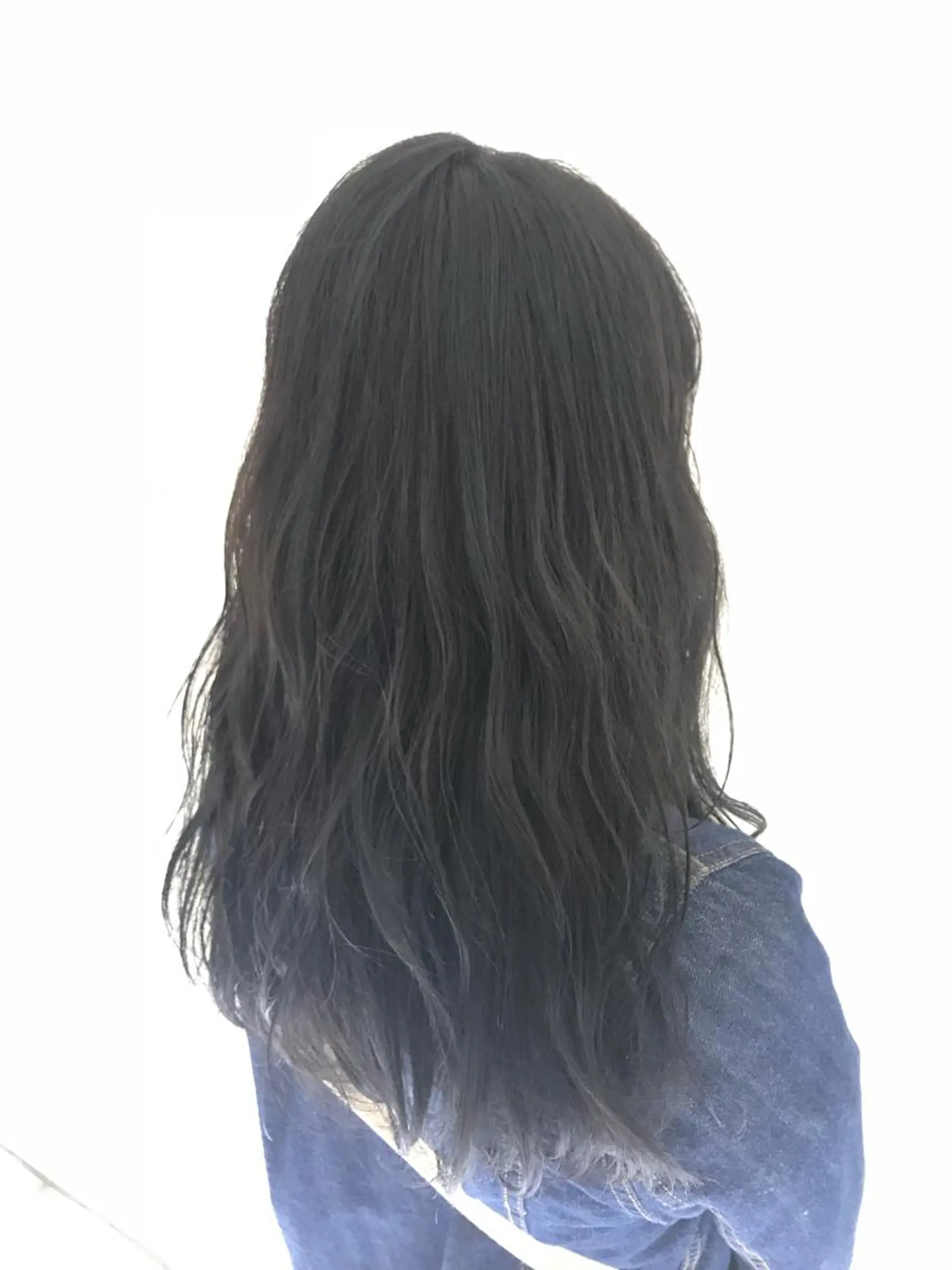 ロング カラー 黒髪 ブルーカラー ブルーブラック chiyo yasuのヘアスタイル