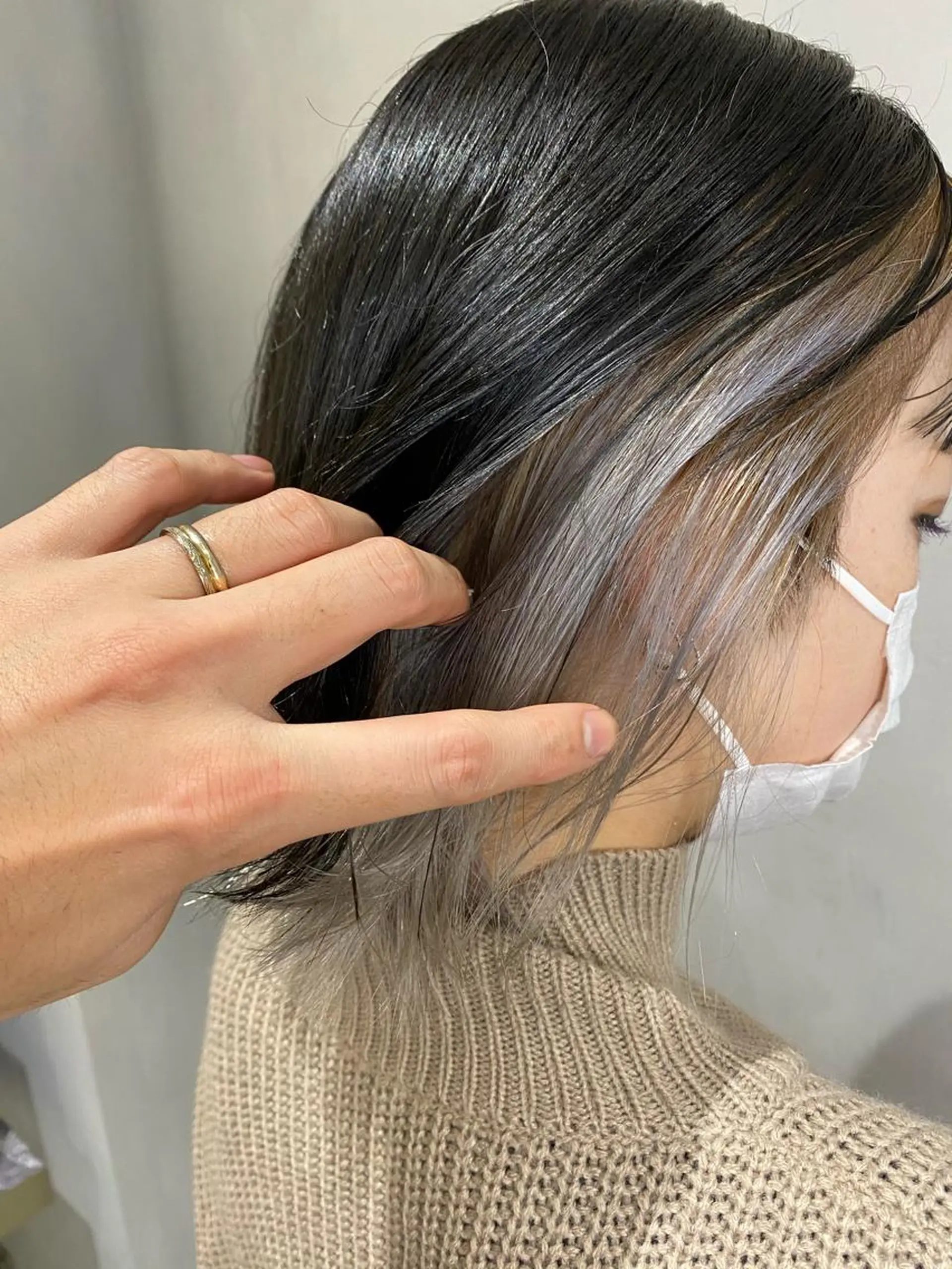 ミディアム カラー ヘアアレンジ アッシュ ブリーチ ホワイトアッシュ 渡辺　亮/ ハイライト/髪質改善のヘアスタイル