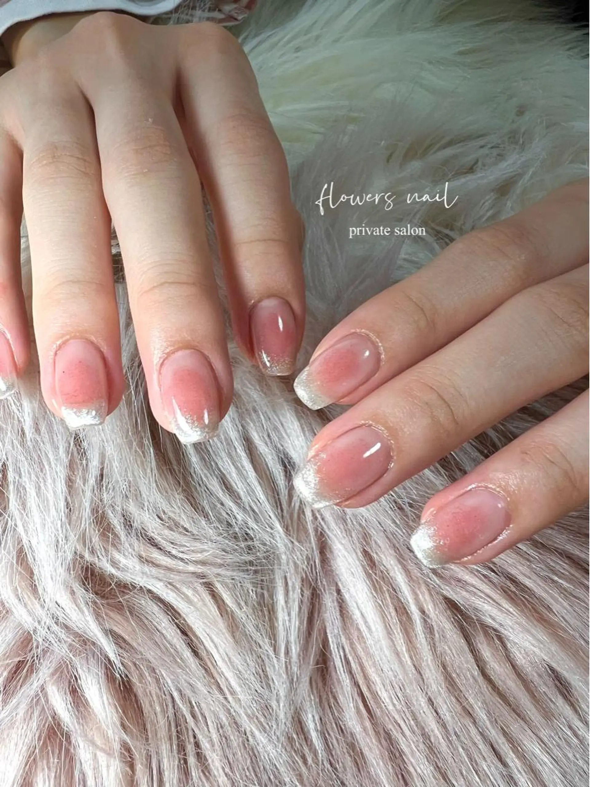 ネイル チークネイル フレンチネイル ジェルネイル マグネットネイル マグネットフレンチ flowers nailのネイルデザイン