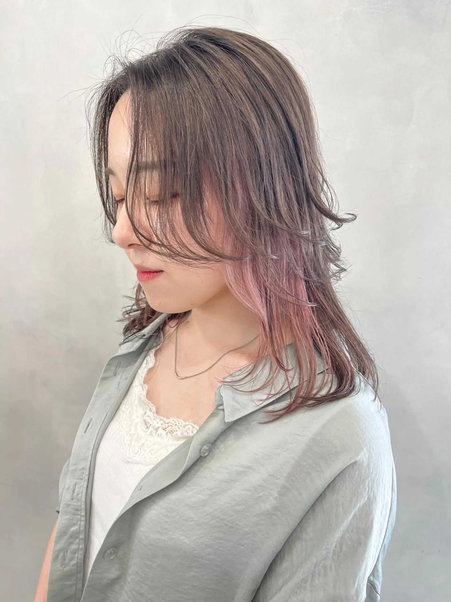 セミロング カラー ピンクカラー カット ヘアカラー トリートメント 🦋レイヤーカット ミドリカワ🦋のヘアスタイル