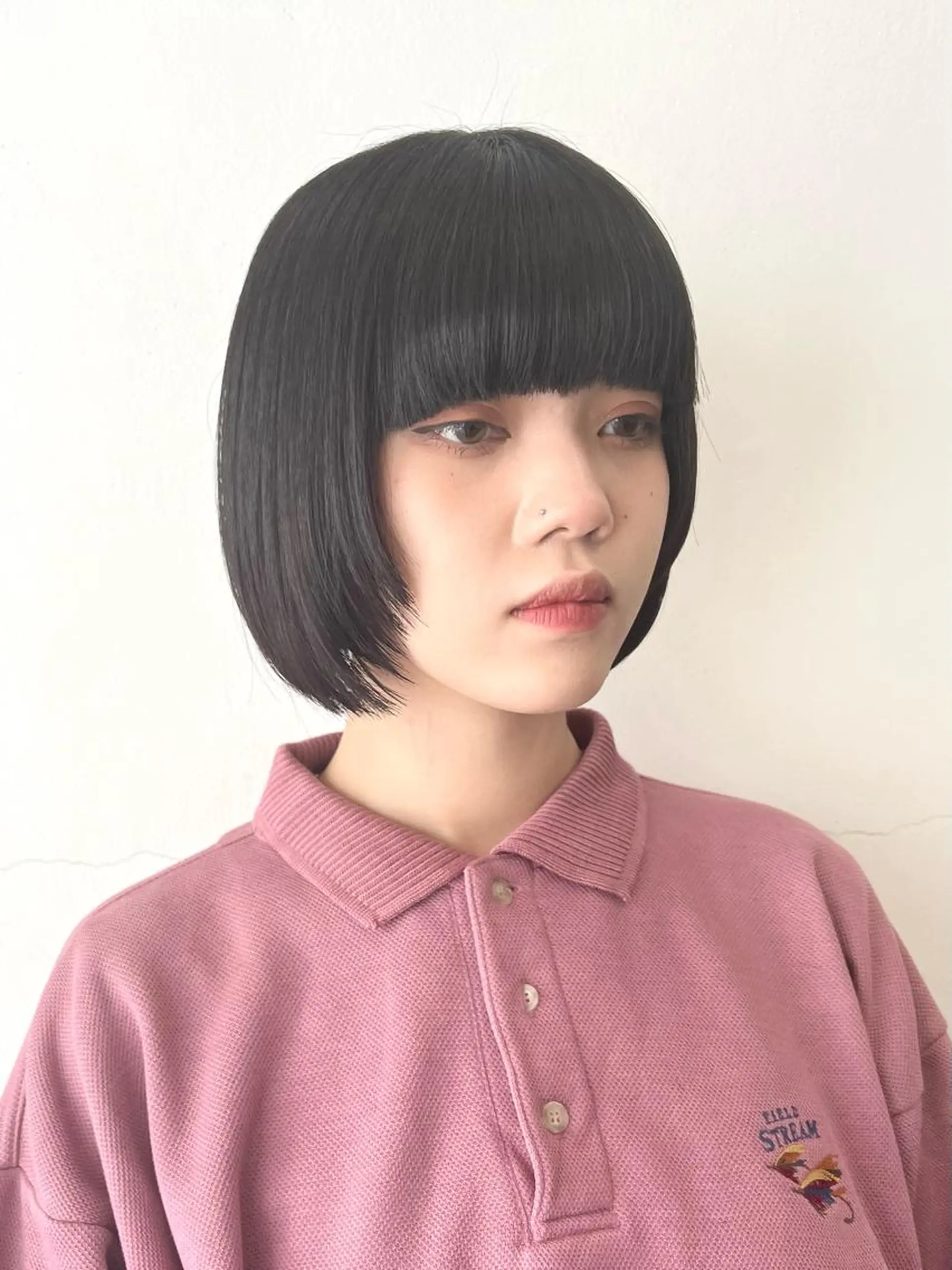 ショート カラー ヘアアレンジ 切りっぱなしボブ 黒髪 ブルーカラー ブルーブラック ボブ カット ヘアカラー トリートメント HARU//原宿🤍 リピート率NO.1のヘアスタイル