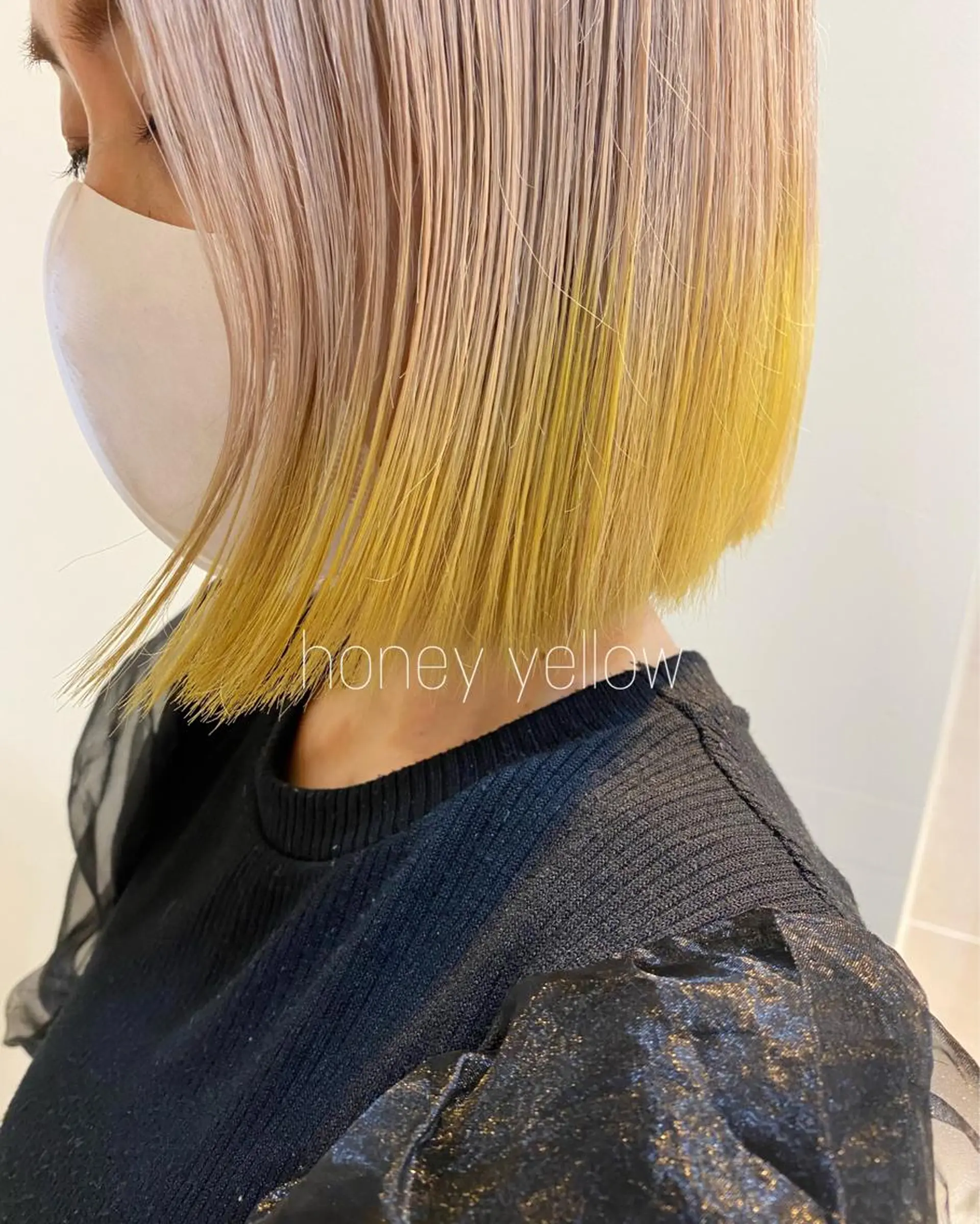 ショート 切りっぱなしボブ イエローカラー ボブ sea's所属・ヒラカホ/矢場町/ ブリーチ/似合わせのヘアスタイル