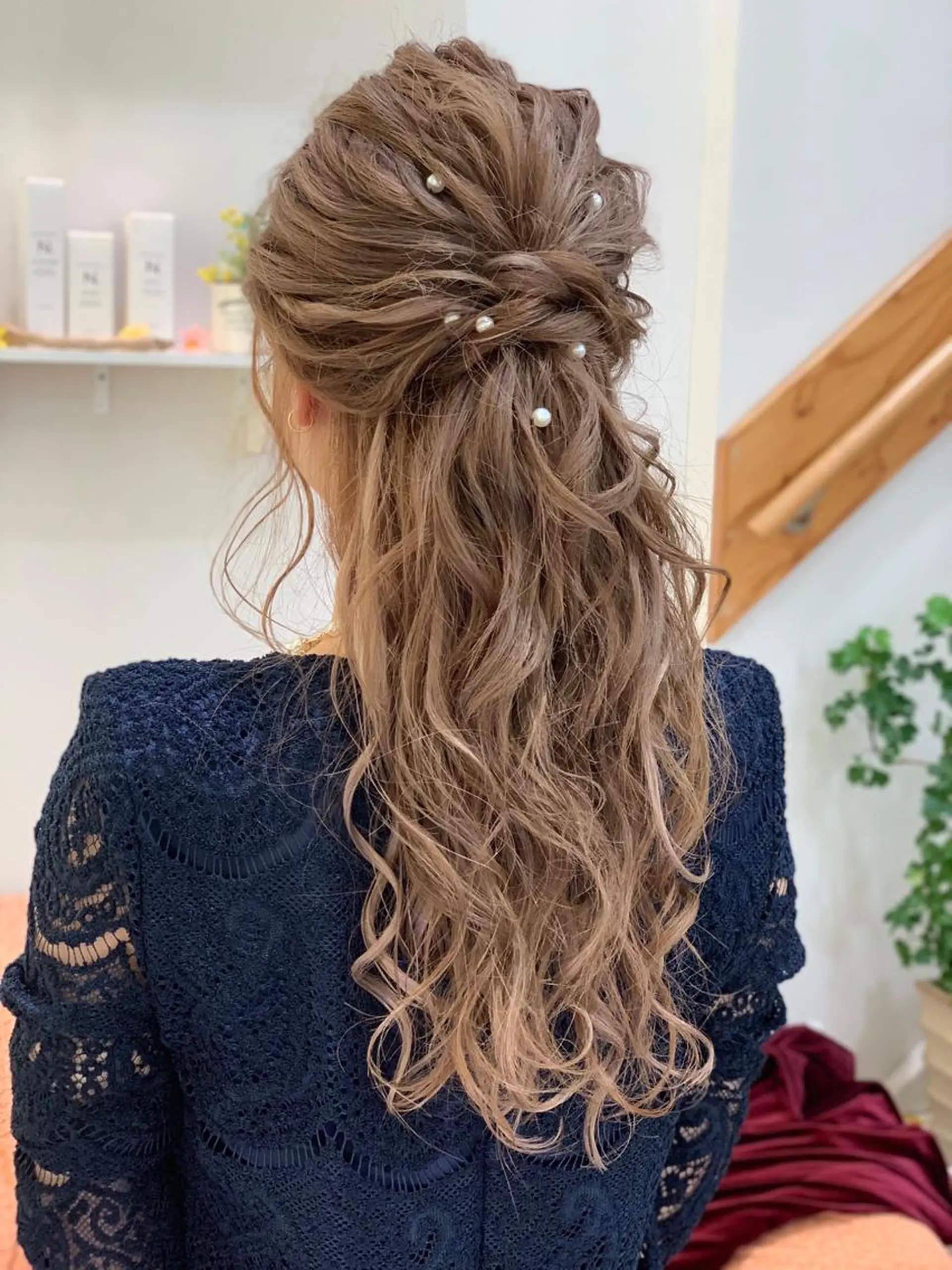ロング ヘアアレンジ ハーフアップ ヘアセット ヘアアレンジ にいた　かづしげのヘアスタイル