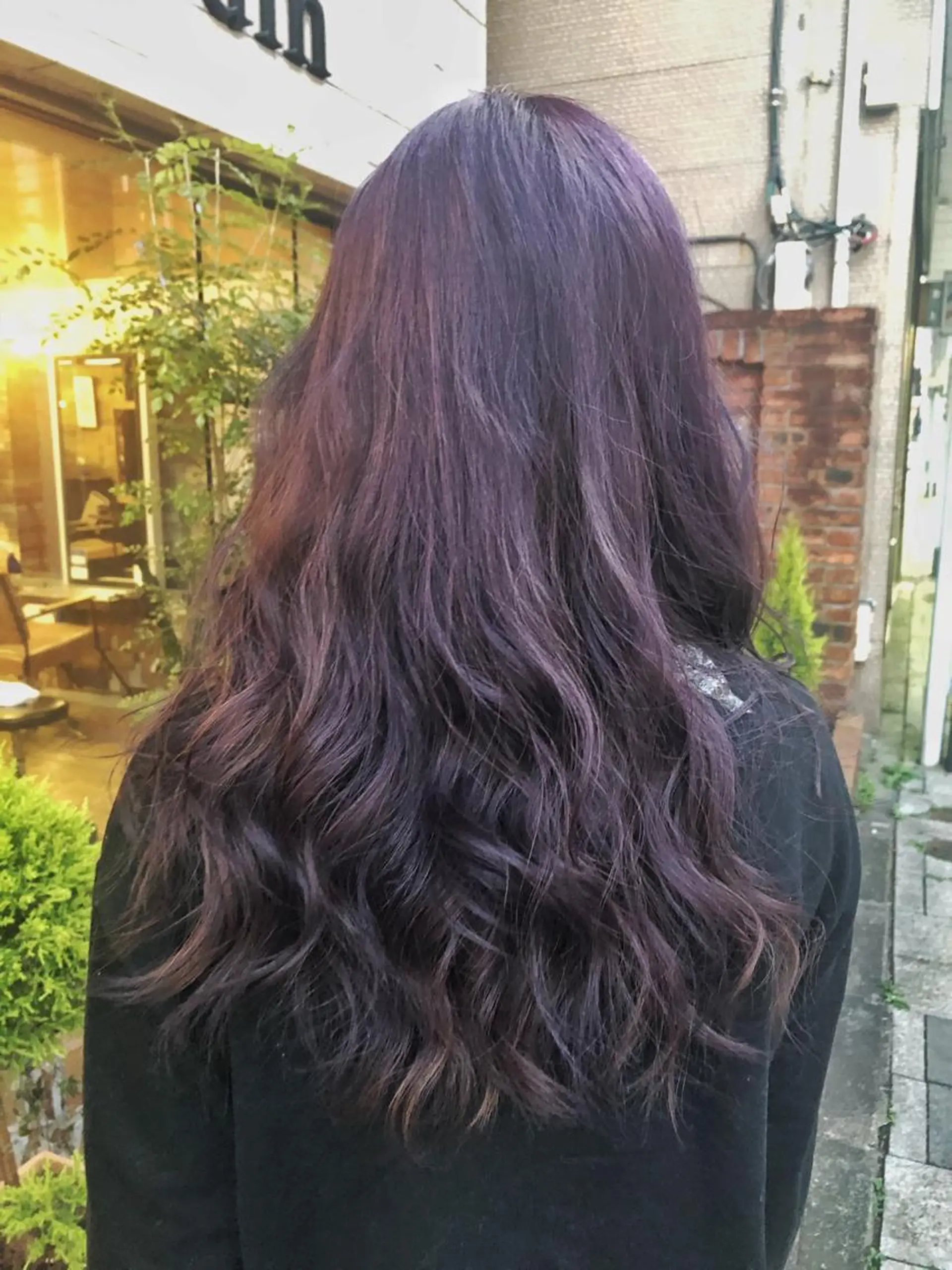 ロング カラー ブリーチ ディープパープル パープルカラー 縮毛矯正 SHIAN 八王子 🦋小林 美羅🦋のヘアスタイル