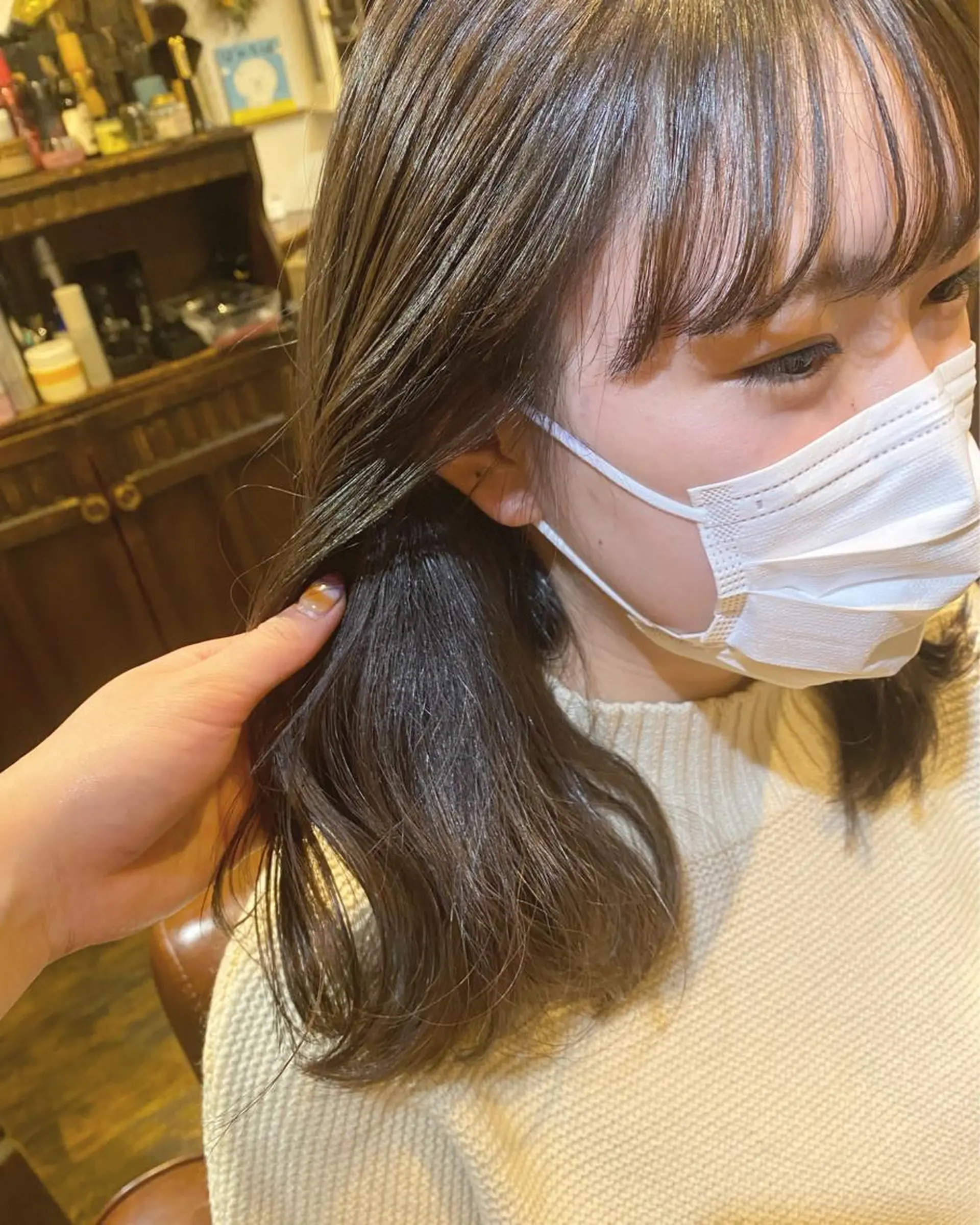 セミロング カラー ベージュカラー ショコラベージュ ヘアカラー ヤスザトアヤノ ／レイヤー／オリーブのヘアスタイル